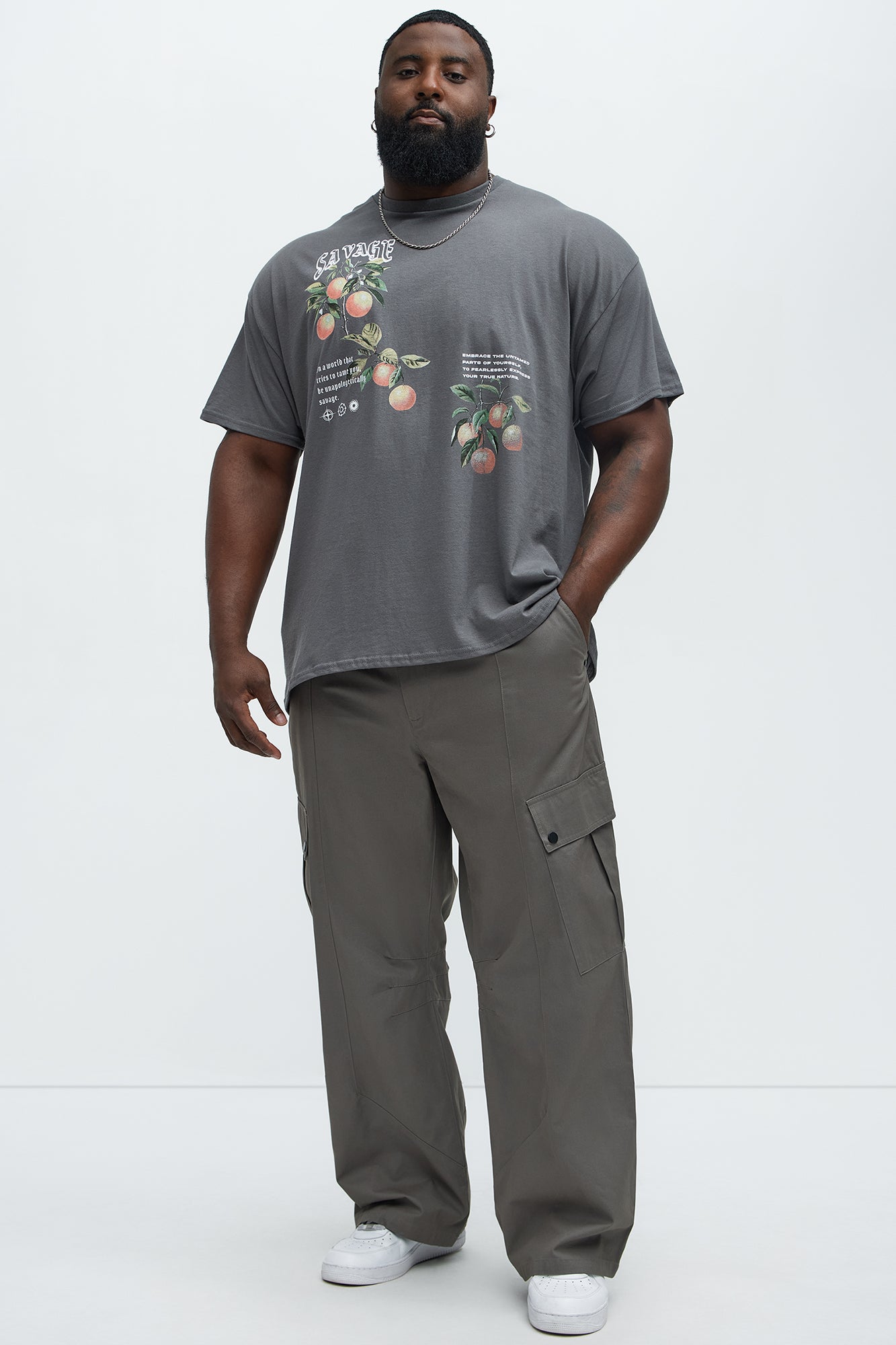Carl Paneled Baggy Cargo Pants - Grey - Image 7