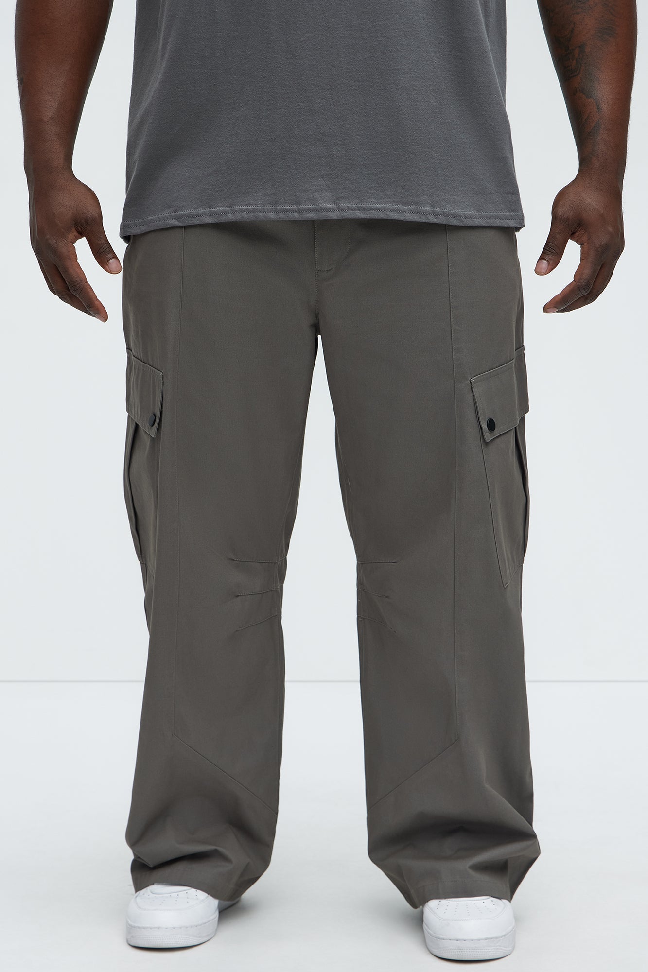 Carl Paneled Baggy Cargo Pants - Grey - Image 6
