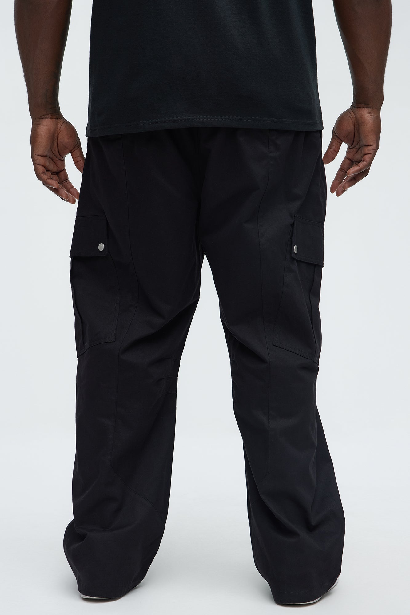 Carl Paneled Baggy Cargo Pants - Black - Image 9