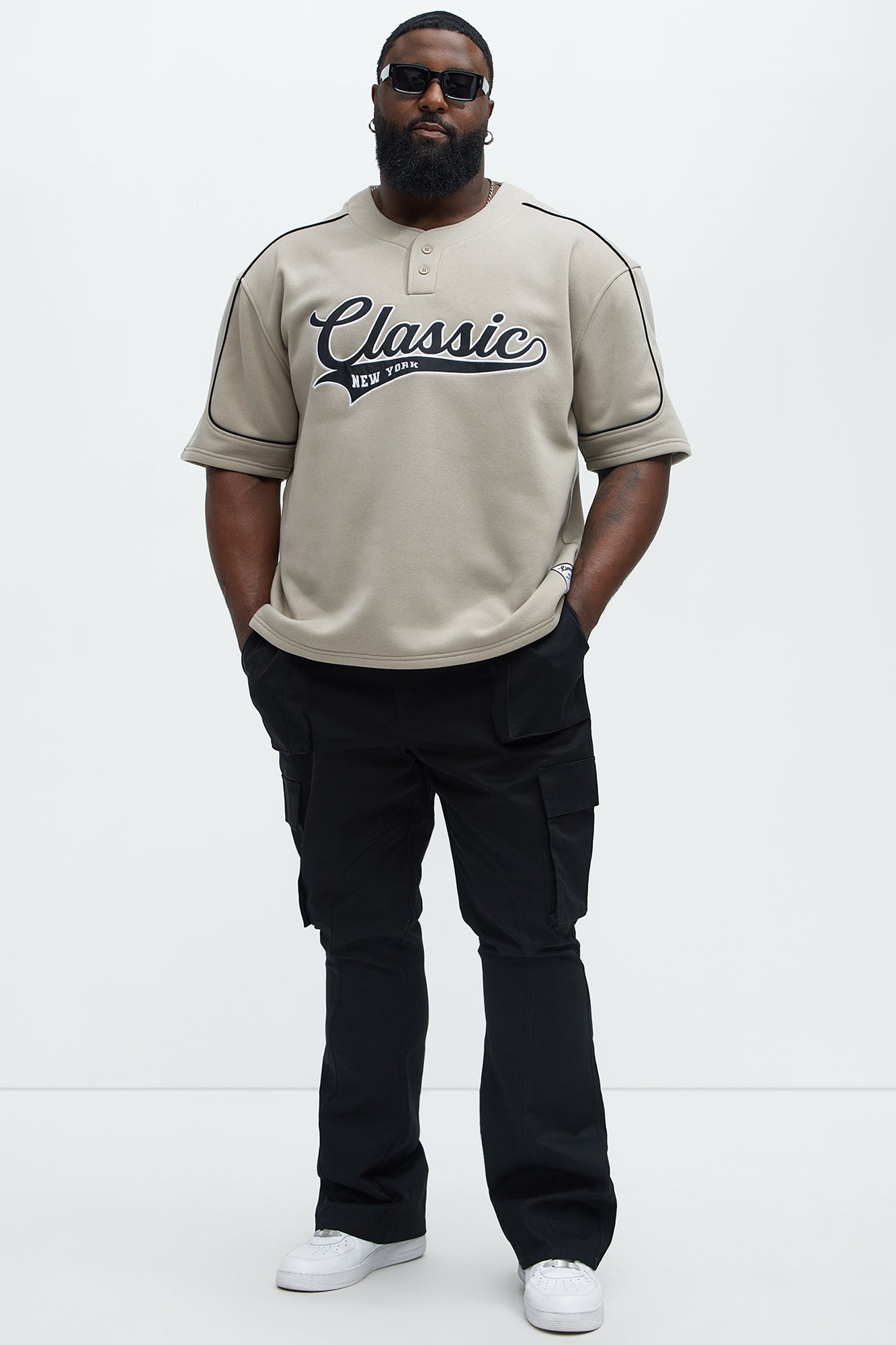 Classic New York Short Sleeve Henley - Stone - Image 7