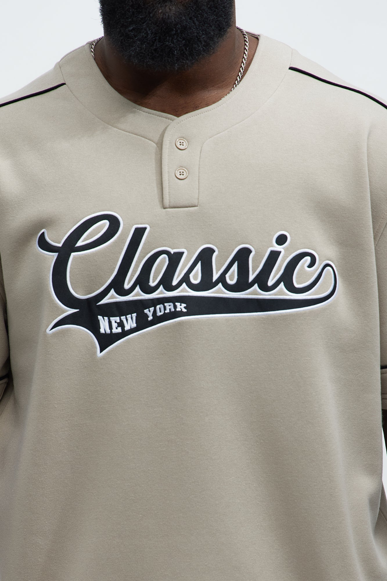 Classic New York Short Sleeve Henley - Stone - Image 8