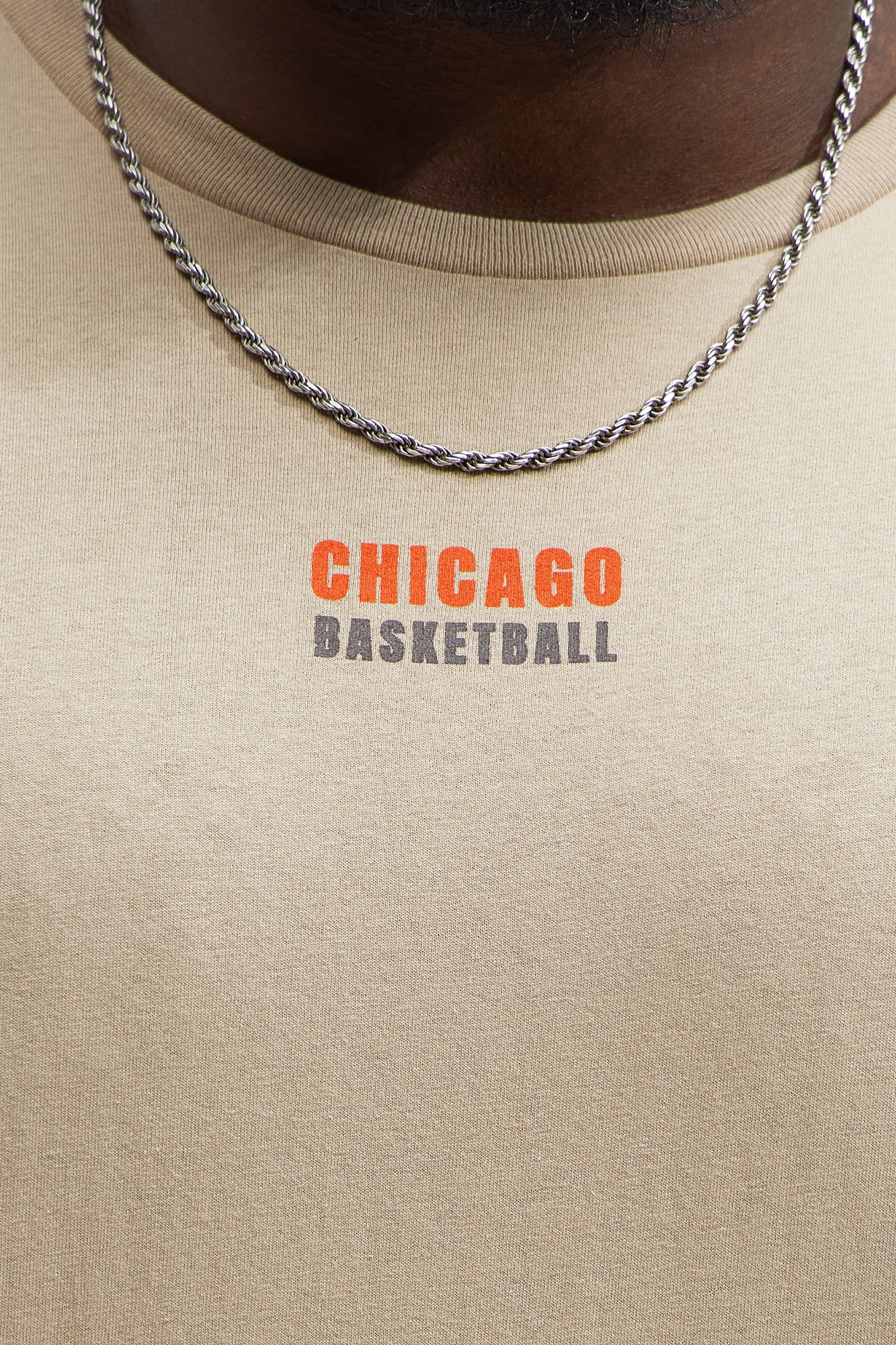 Chicago Basketball Oversized Short Sleeve Tee - Sand - Image 3