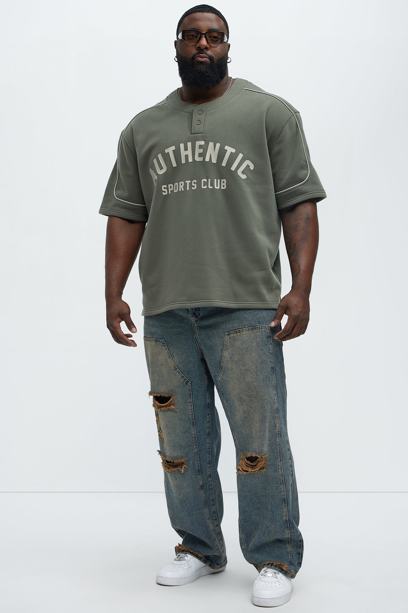 Athletics Sports Club Short Sleeve Henley - Olive - Image 5