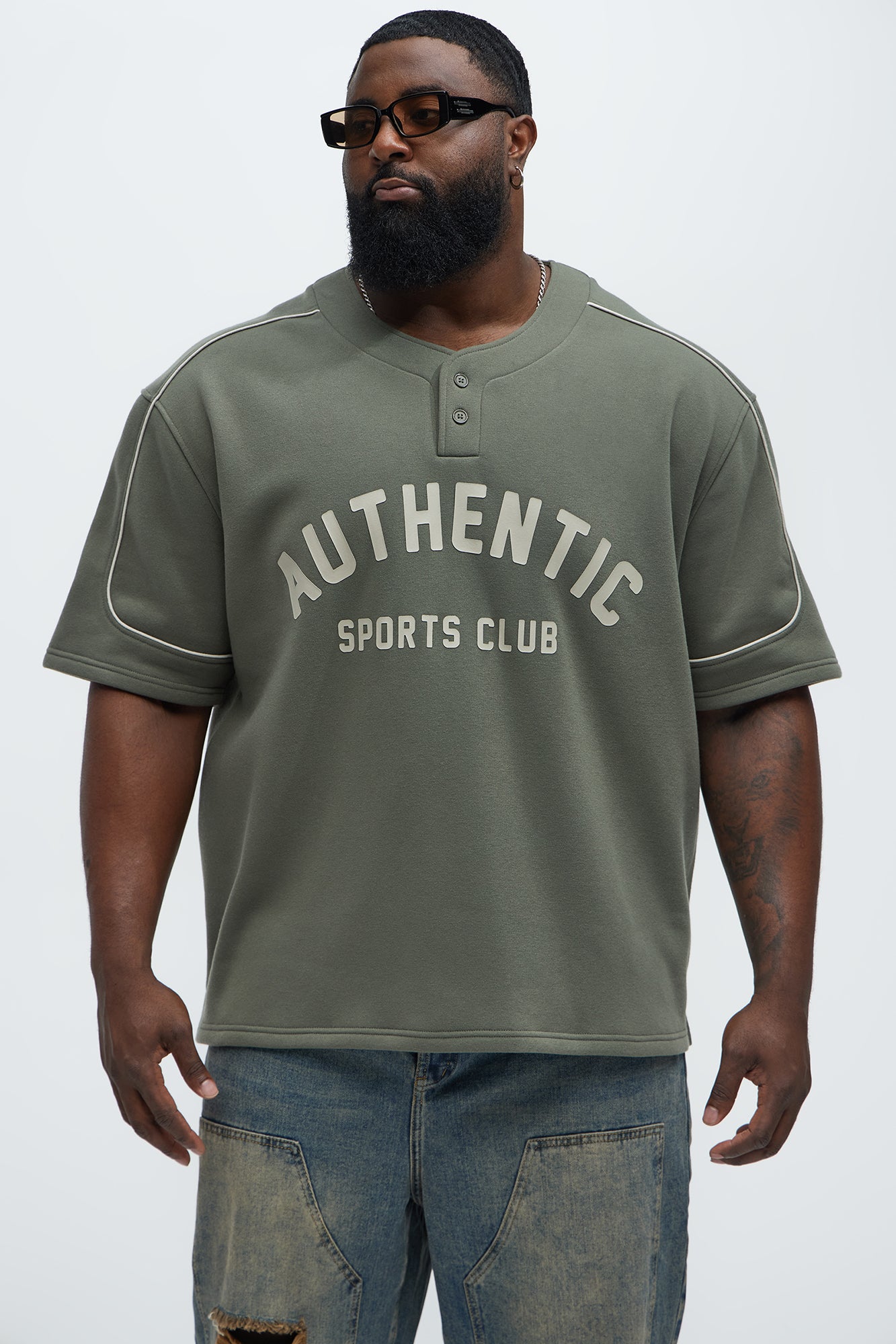 Athletics Sports Club Short Sleeve Henley - Olive - Image 4