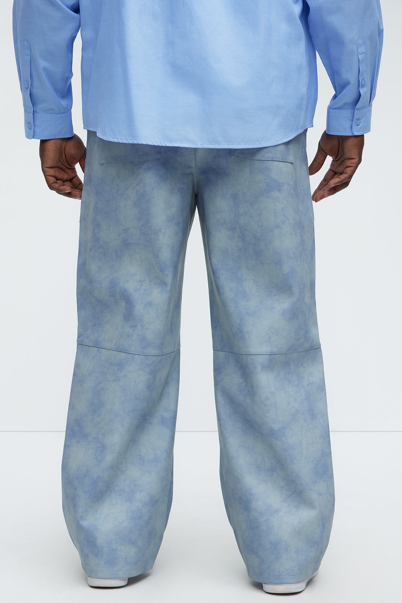 Baggy Pleather Cargo Pants - Blue - Image 8