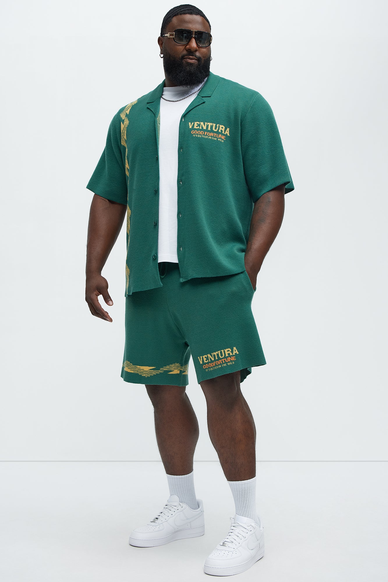 Dragon Palm Short Sleeve Knitted Shirt - Green/combo - Image 6
