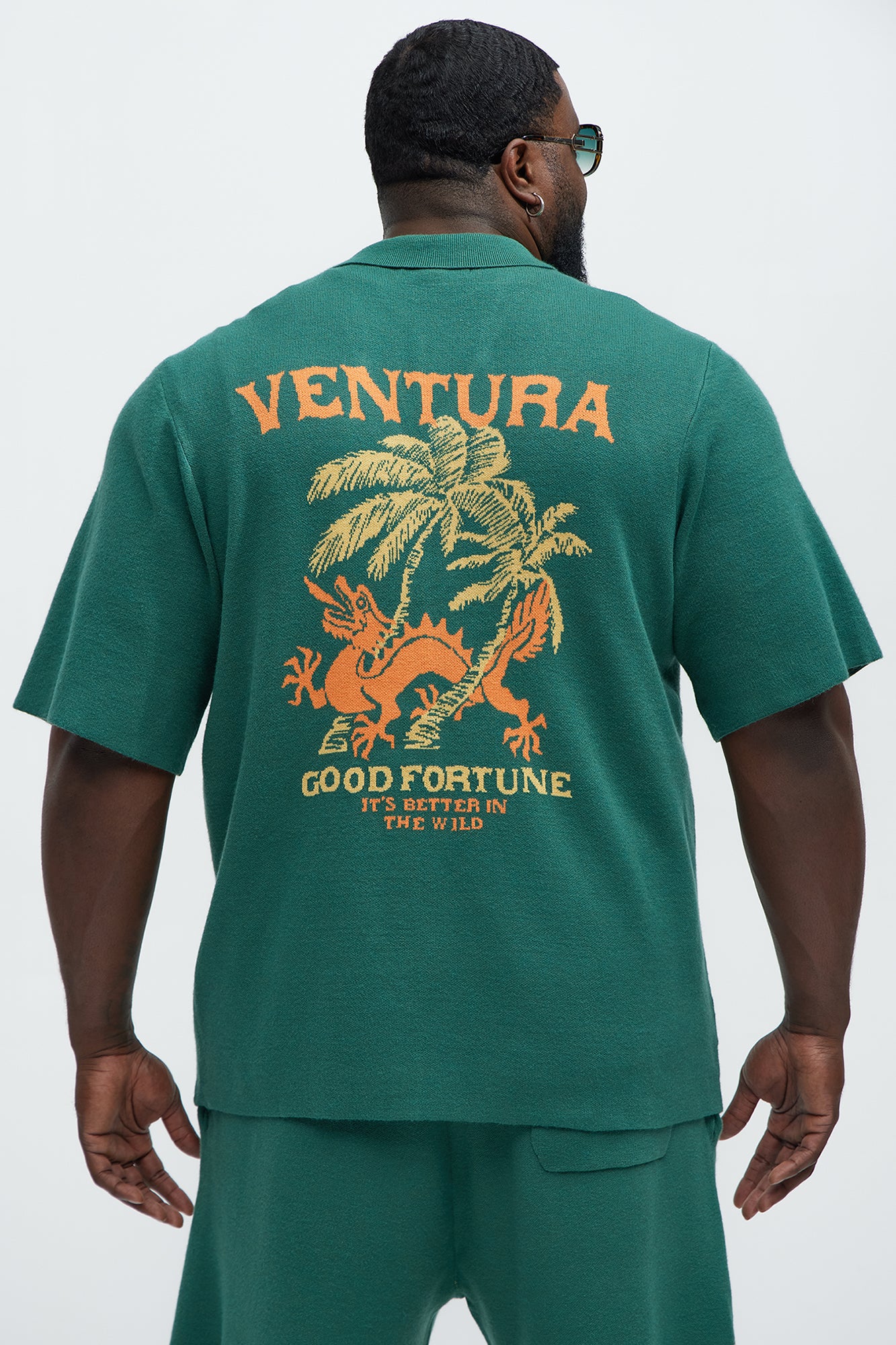 Dragon Palm Short Sleeve Knitted Shirt - Green/combo - Image 8