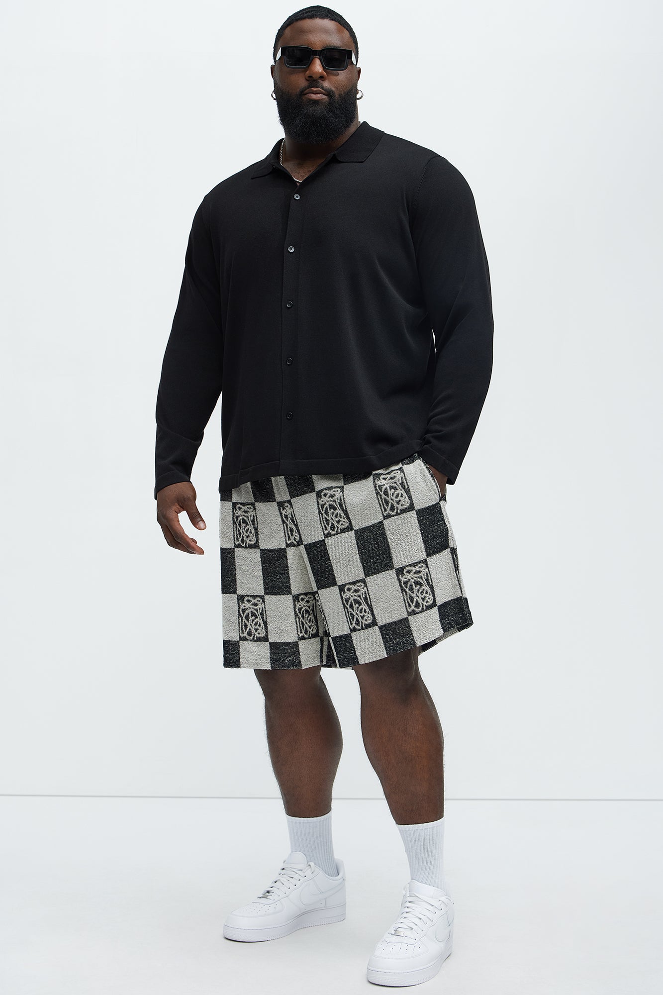 Checkered Relaxed Shorts - Black/combo - Image 6