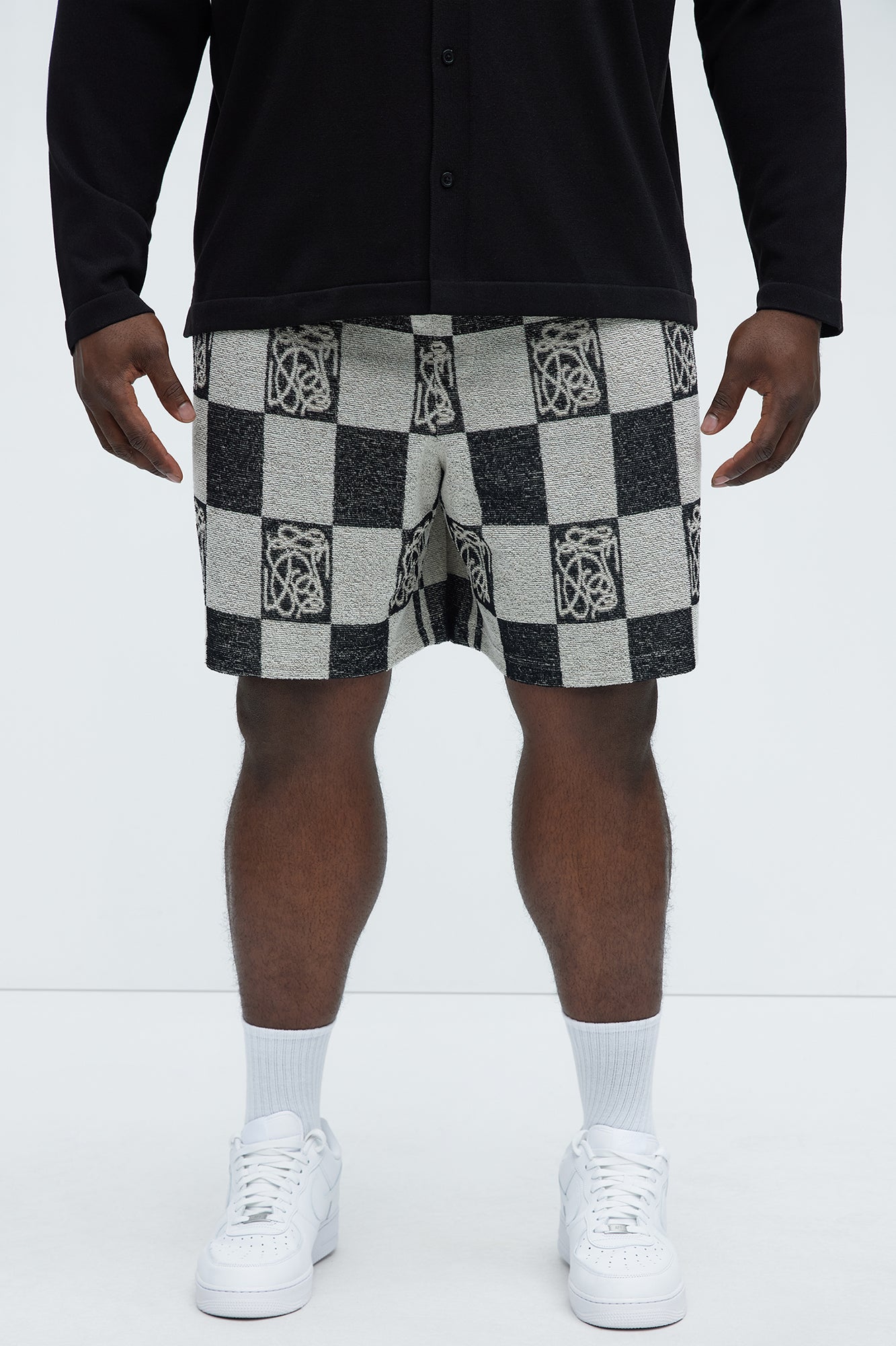 Checkered Relaxed Shorts - Black/combo - Image 5