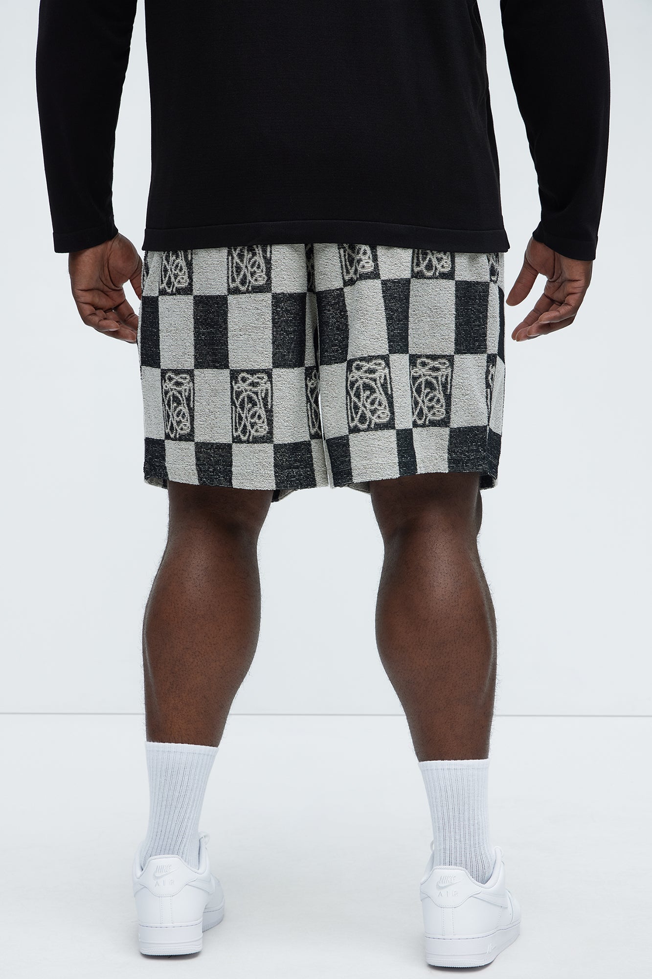 Checkered Relaxed Shorts - Black/combo - Image 8