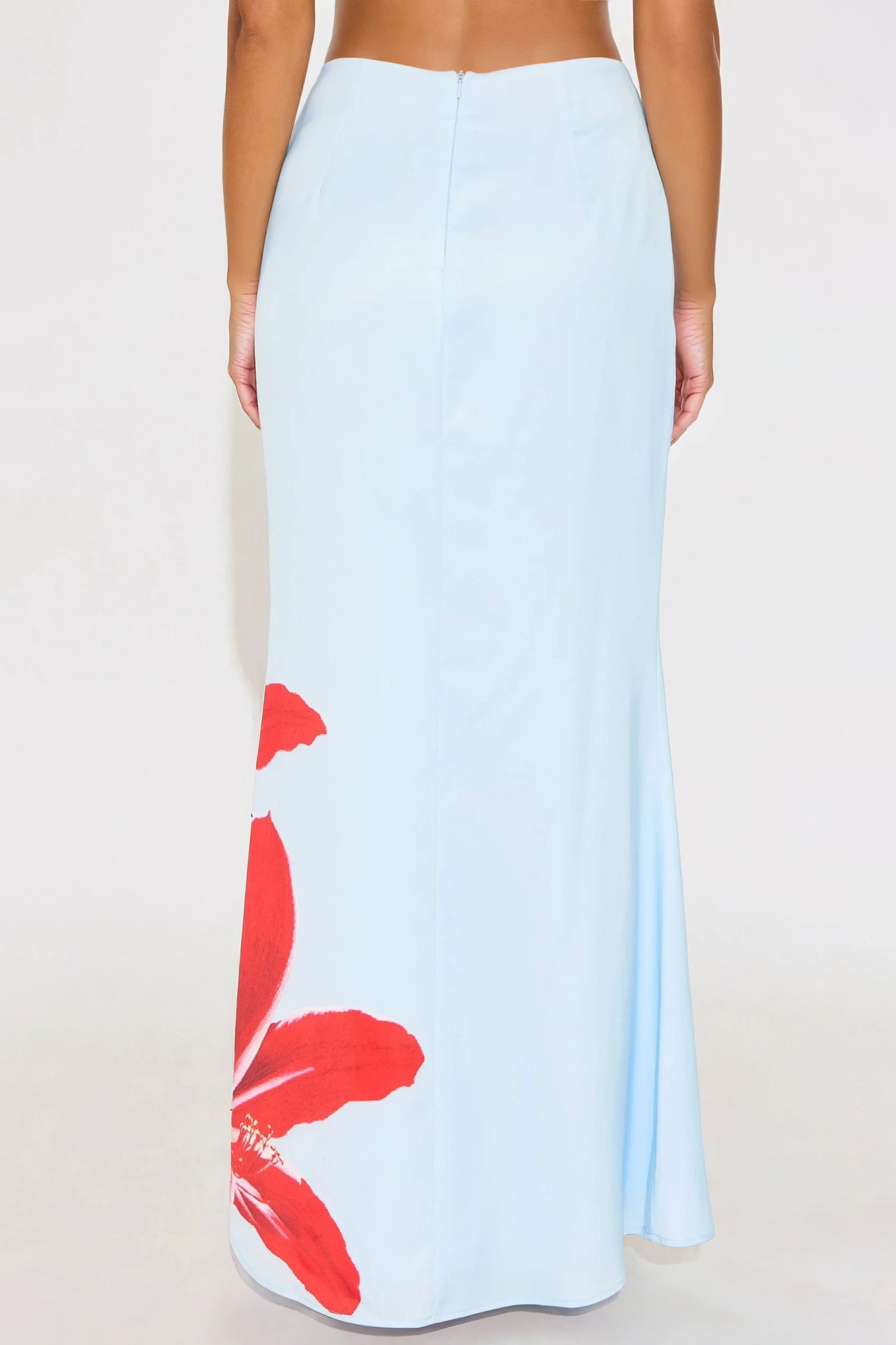 Talia Satin Floral Maxi Skirt - Blue/combo - Image 3