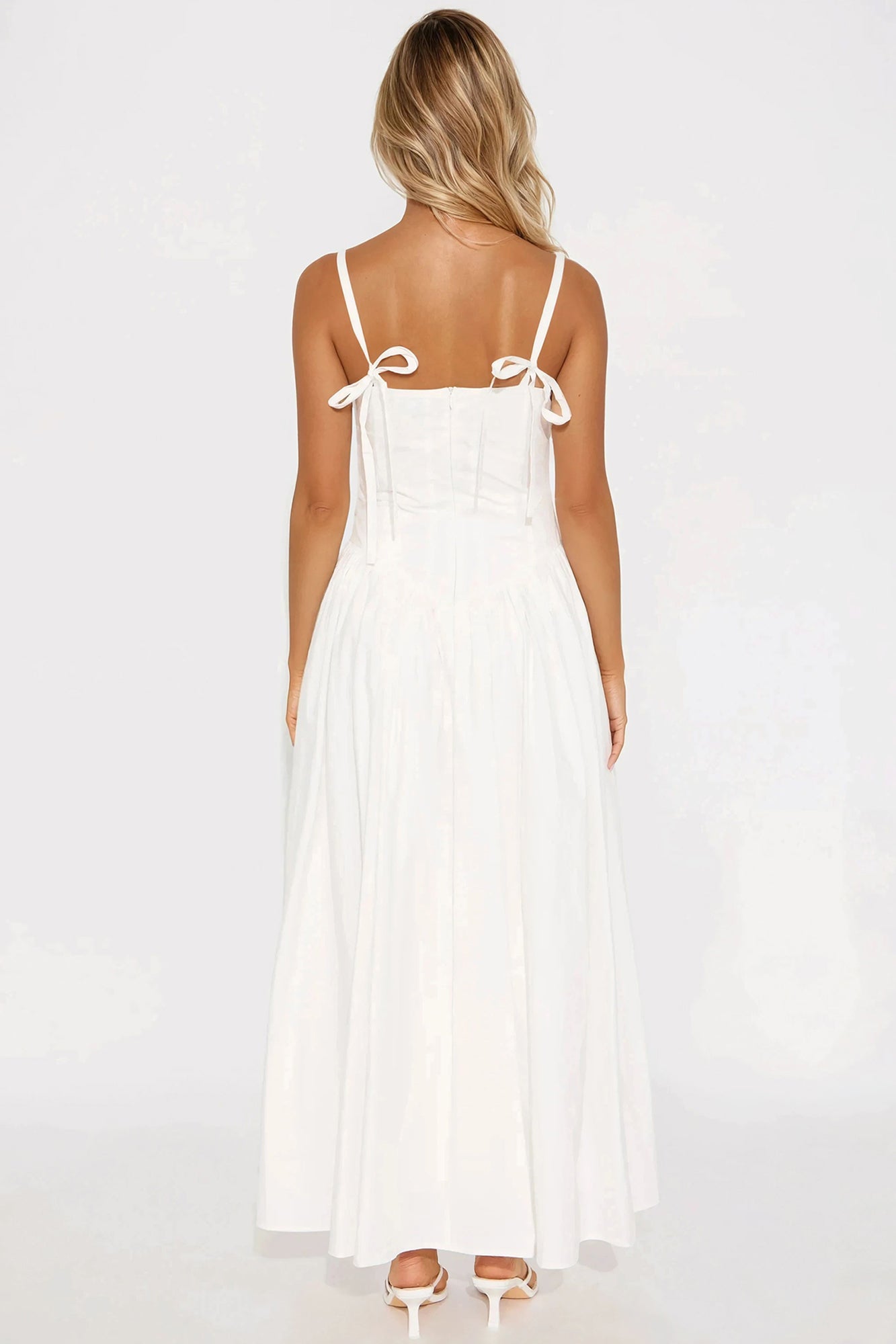 Angelina Poplin Maxi Dress - White - Image 3