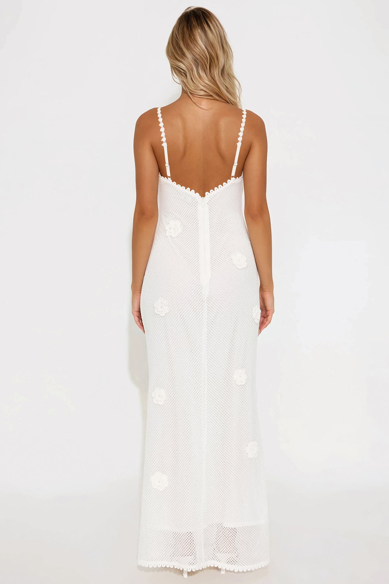 Catalina Crochet Maxi Dress - White - Image 3