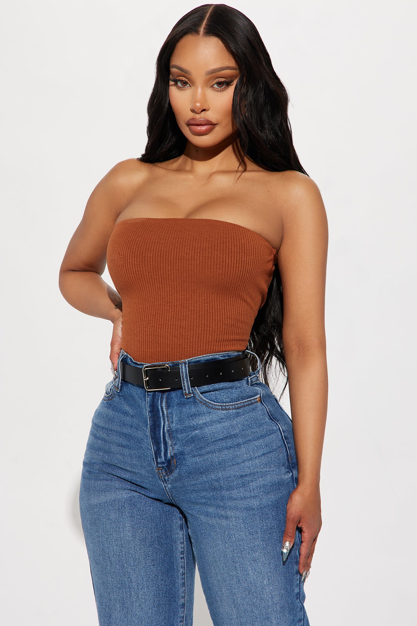 Demi Double Lined Tube Bodysuit - Mocha - Image 3