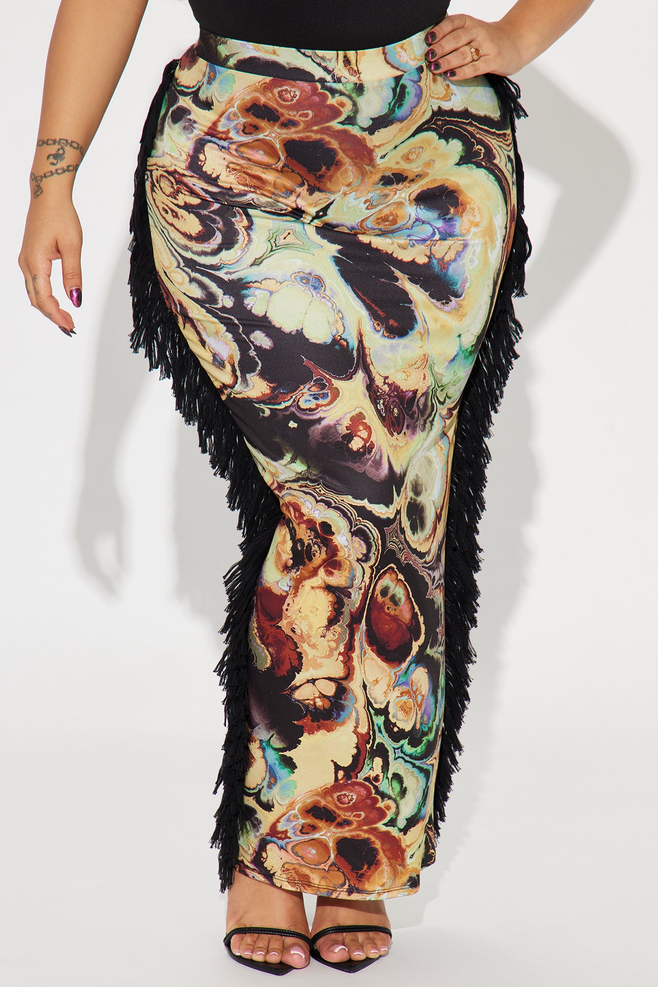 All At Once Fringe Maxi Skirt - Yellow/combo - Image 5