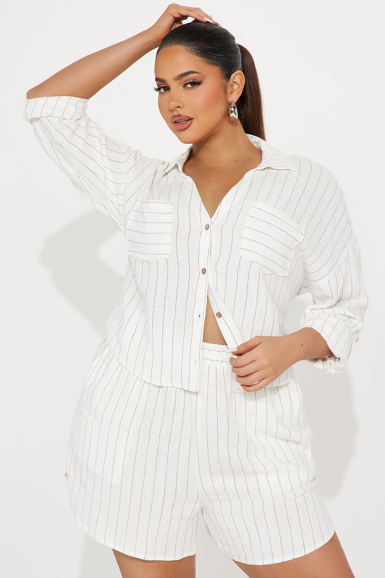 Lora Linen Short Set - White - Image 4