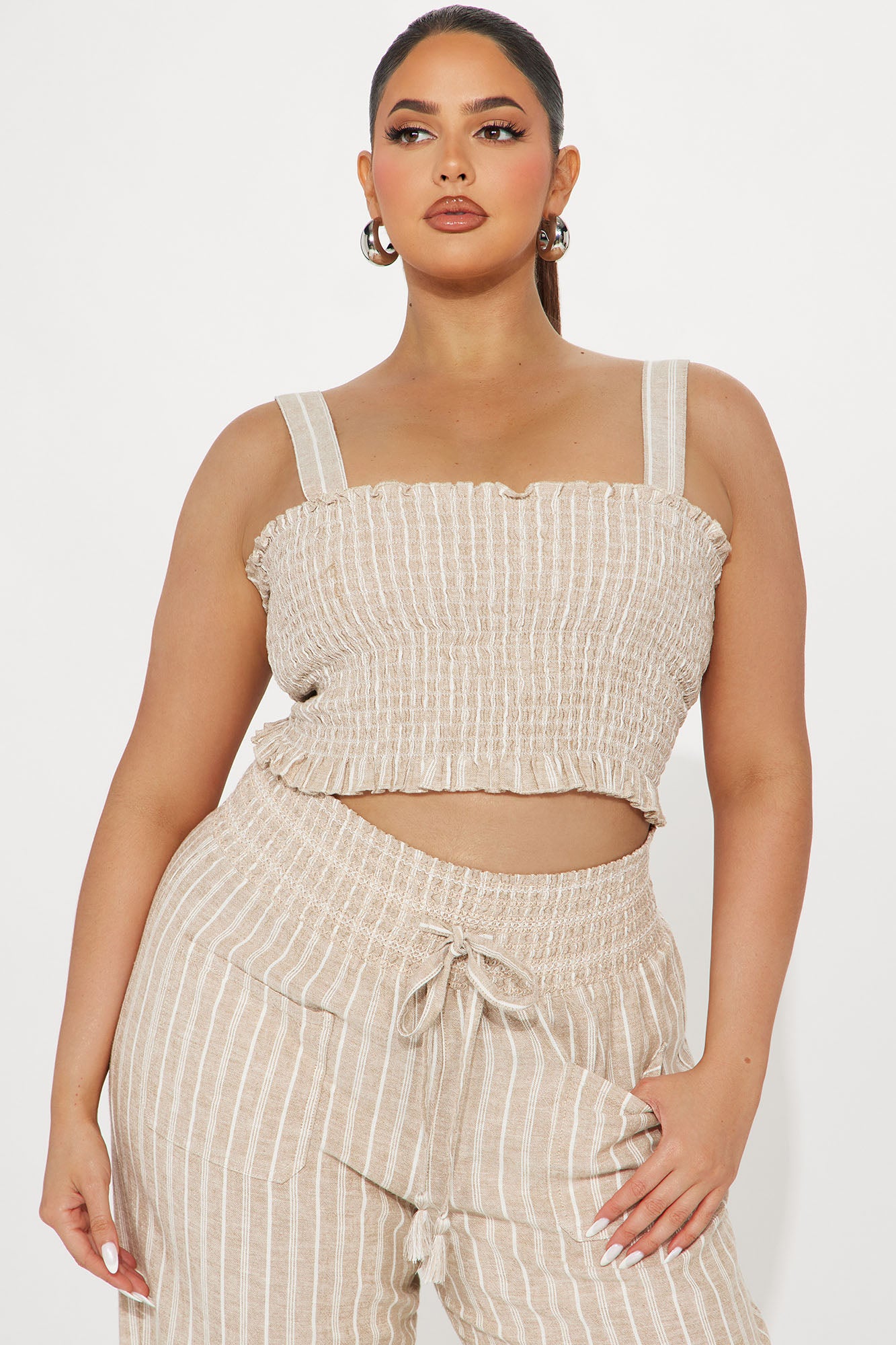 Adele Linen Pant Set - Taupe - Image 5
