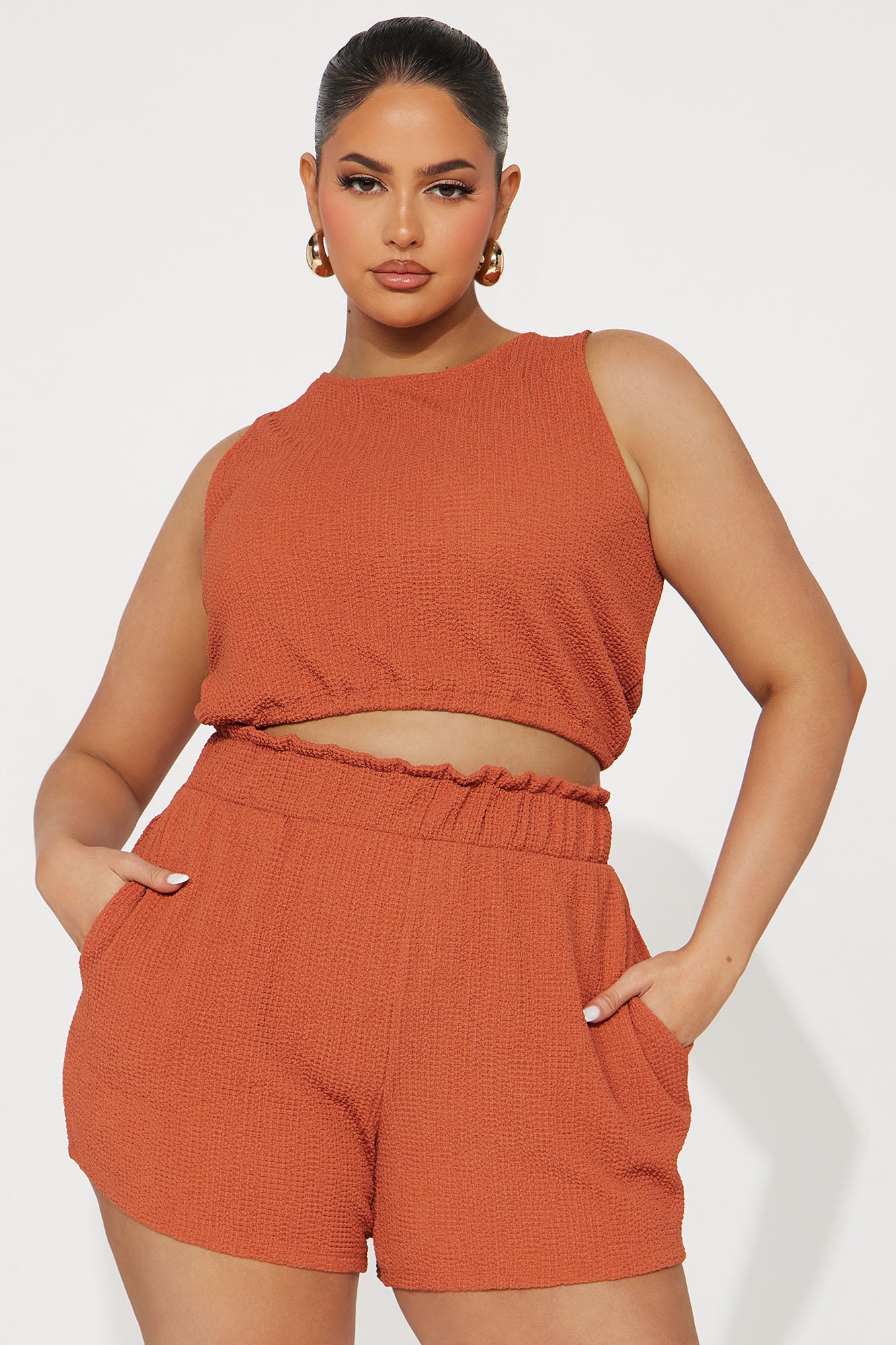 Viana Textured Short Set - Rust - Image 5