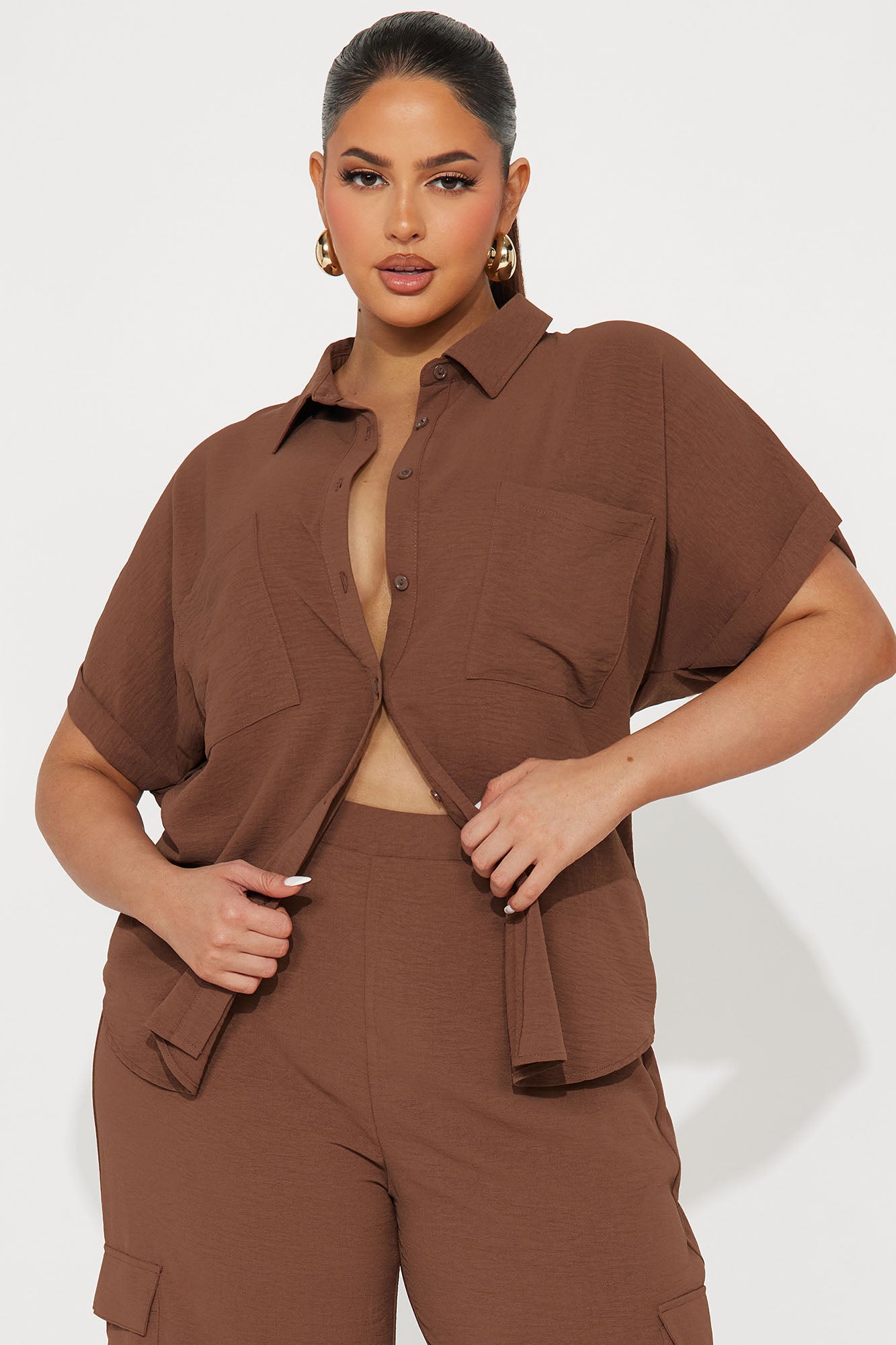Caroline Cargo Pant Set - Chocolate - Image 5