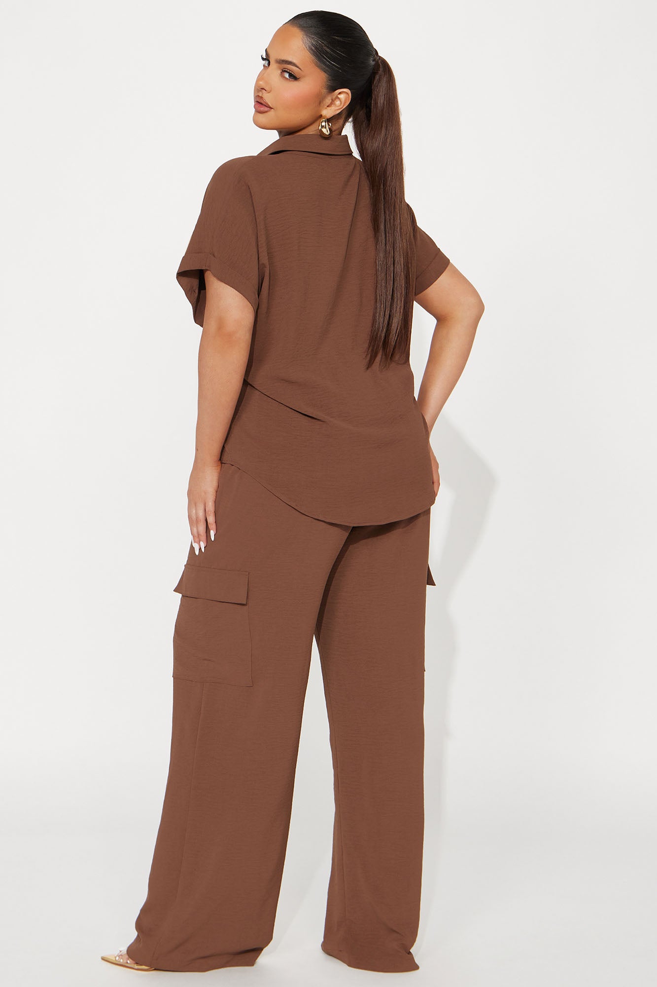 Caroline Cargo Pant Set - Chocolate - Image 6