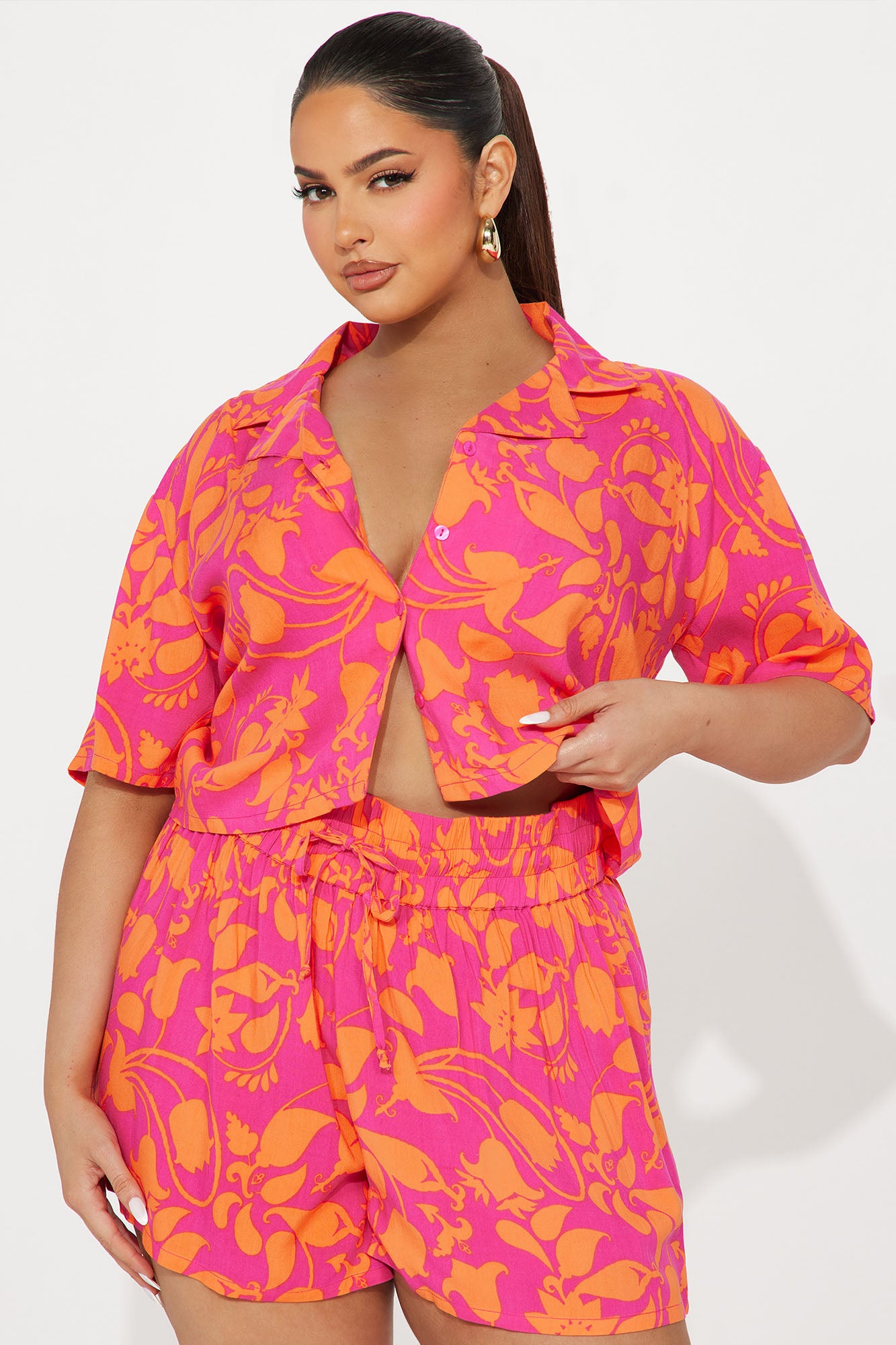Vacay Vibes Tropical Short Set - Pink/combo - Image 4