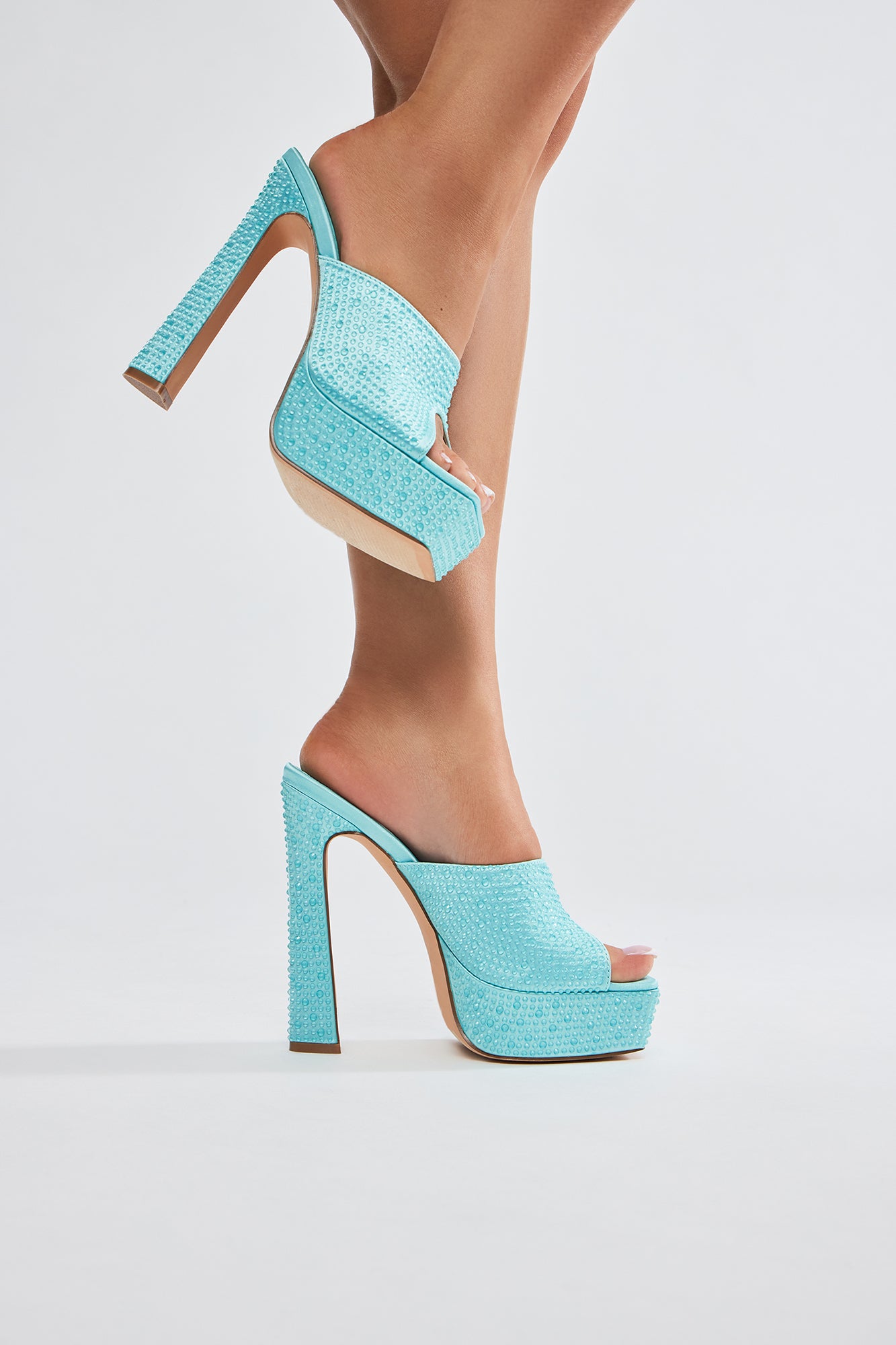 All Eyes On Me Platform Mules - Blue - Image 5