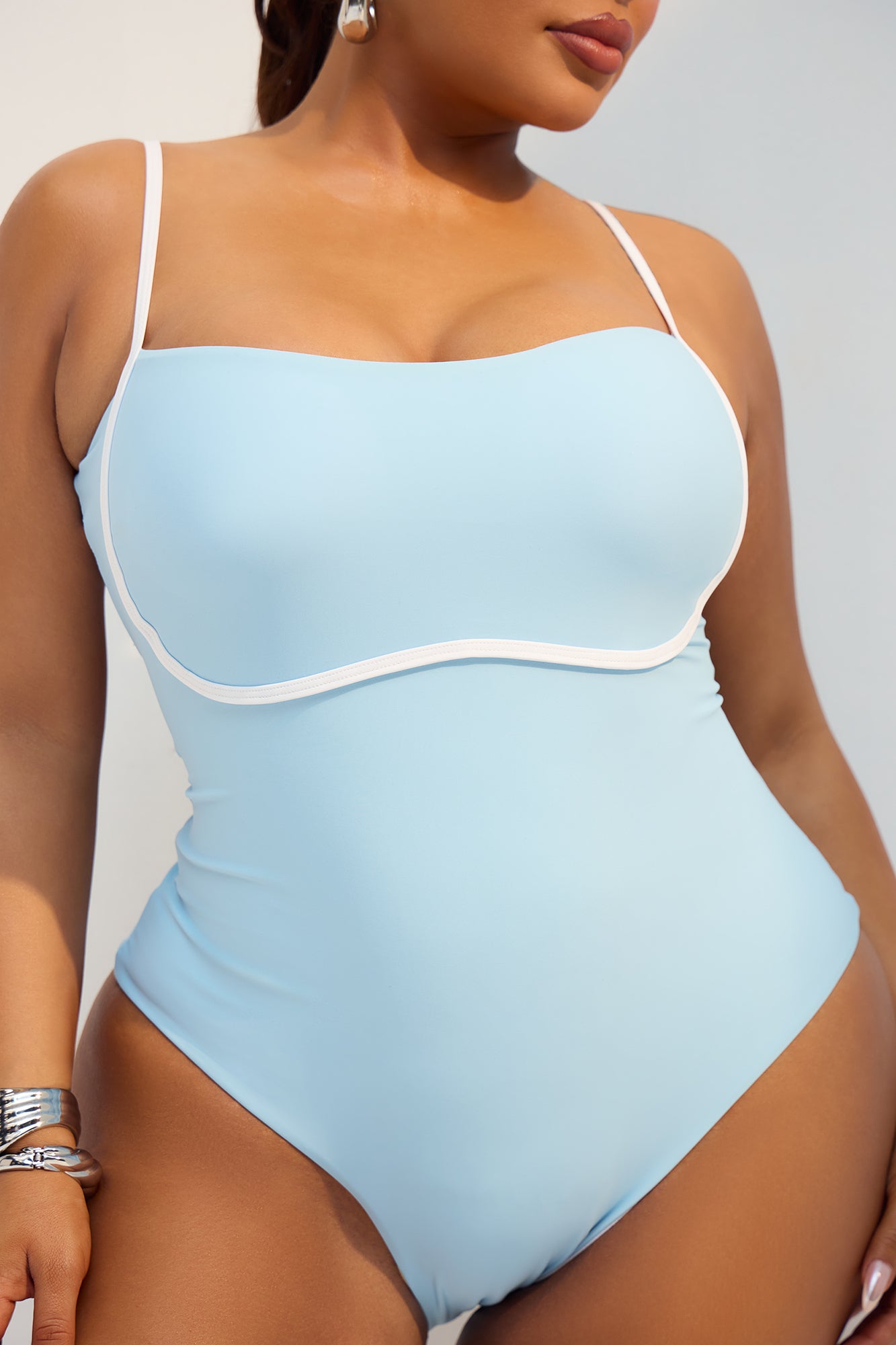 Camila Contrast 1 Piece Swimsuit - Blue/combo - Image 5