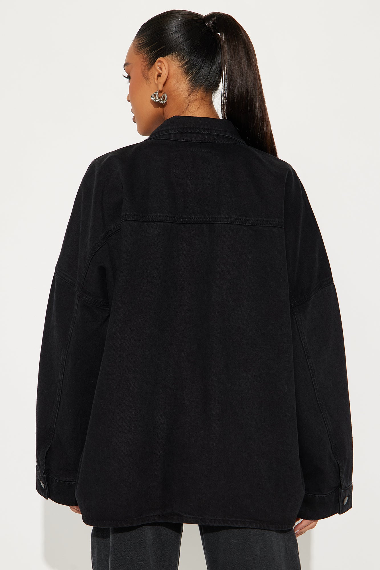 Candice Oversized Denim Jacket - Black - Image 3