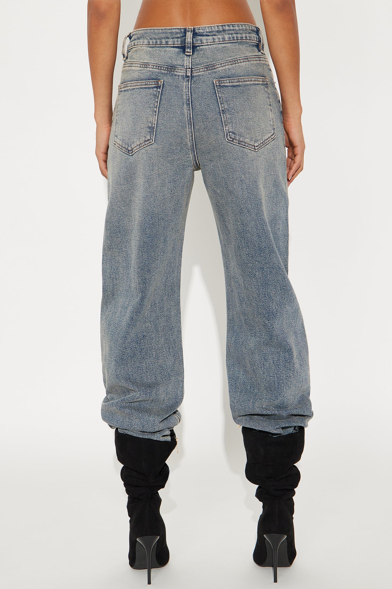 Doin' Time Denim Cuffed Straight Leg Jeans - Medium Wash - Image 6