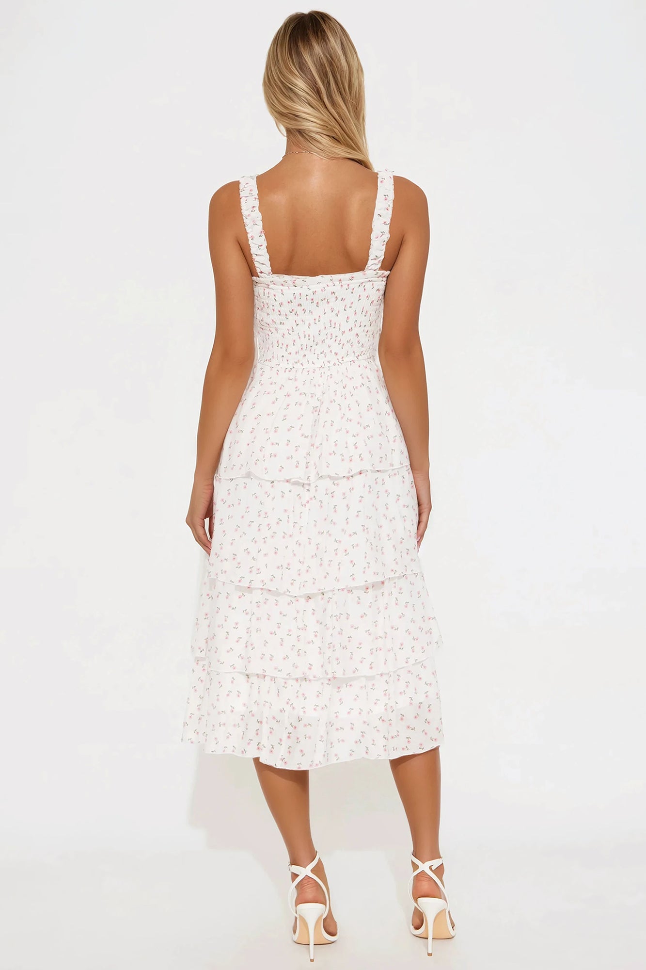 Alaya Floral Gauze Midi Dress - White/combo - Image 3
