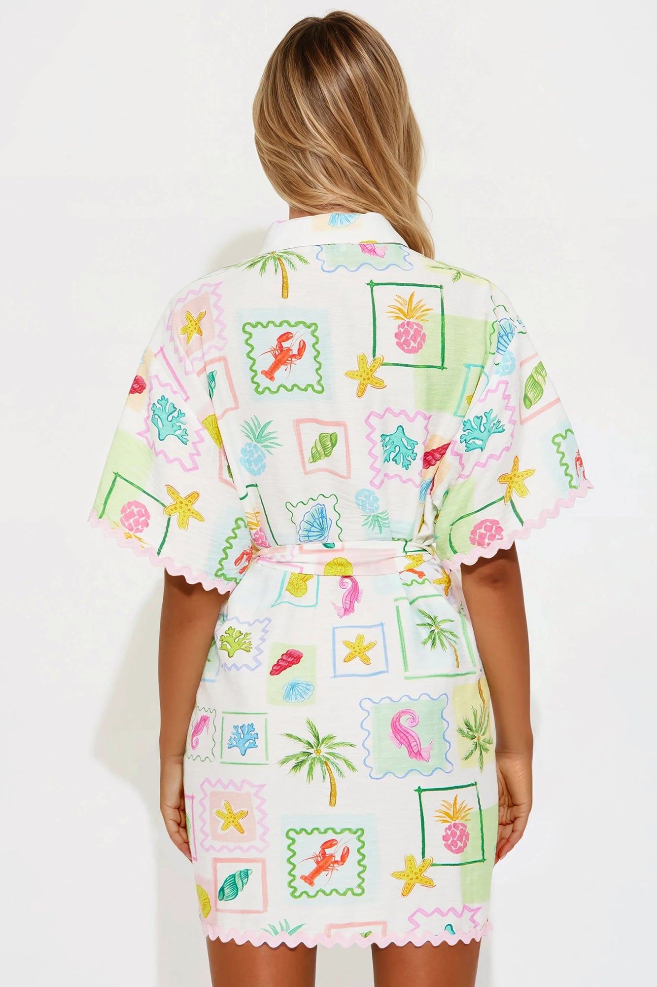 By The Shore Shirt Mini Dress - Multi Color - Image 3