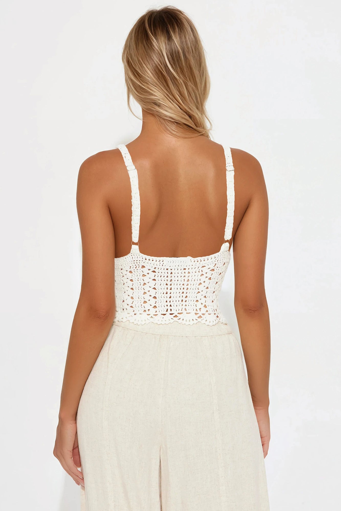 Seashell Day Dreaming Crochet Top - Cream - Image 3