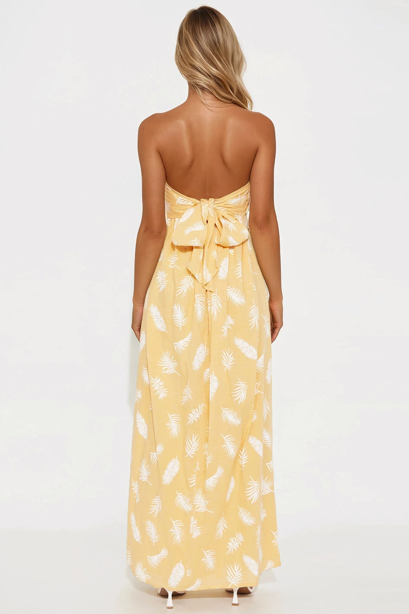 Camille Linen Maxi Flowy Dress - Yellow - Image 3