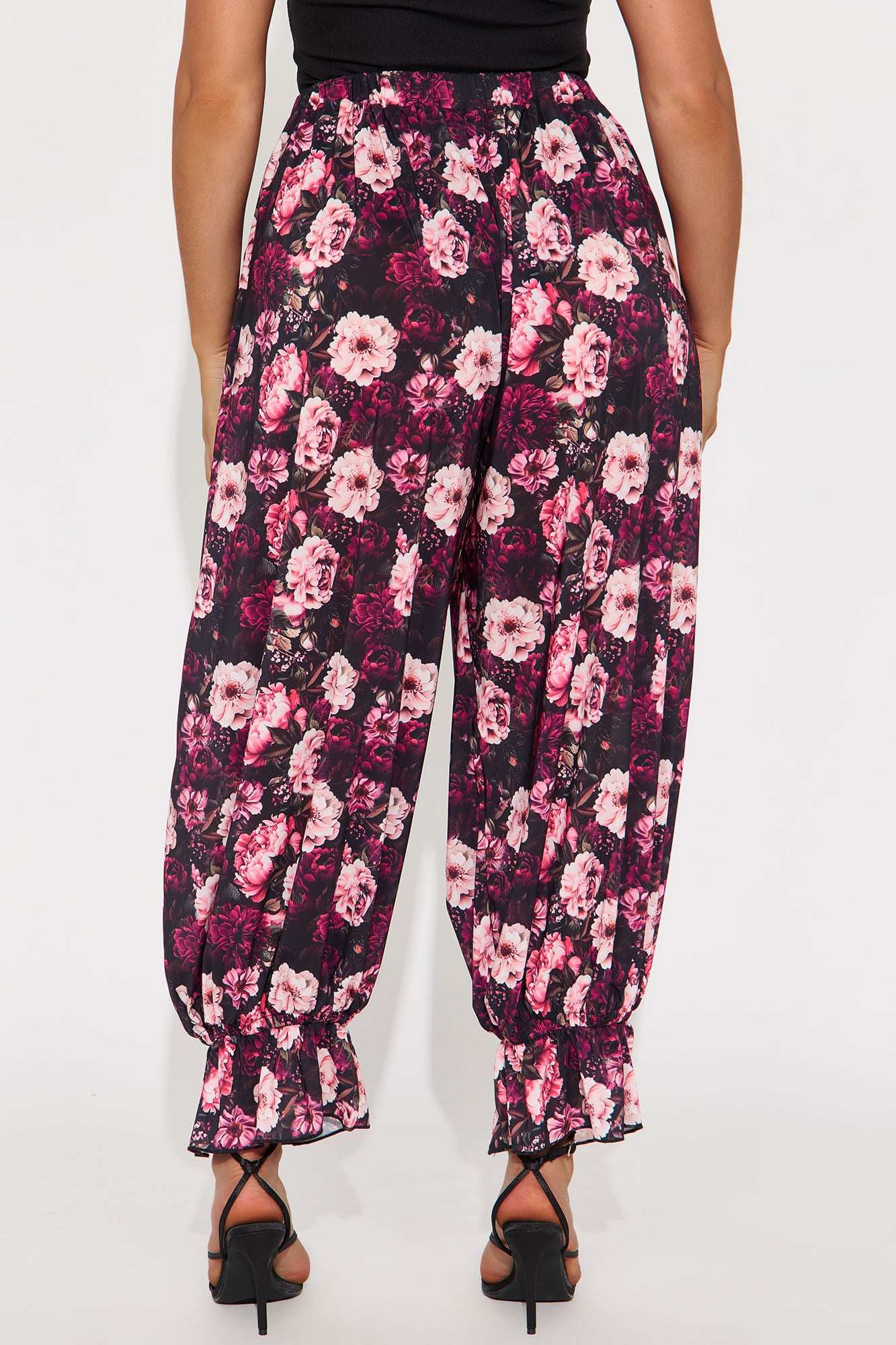 All Your Desires Floral Cropped Crepe Jogger Pant - Multi Color - Image 3