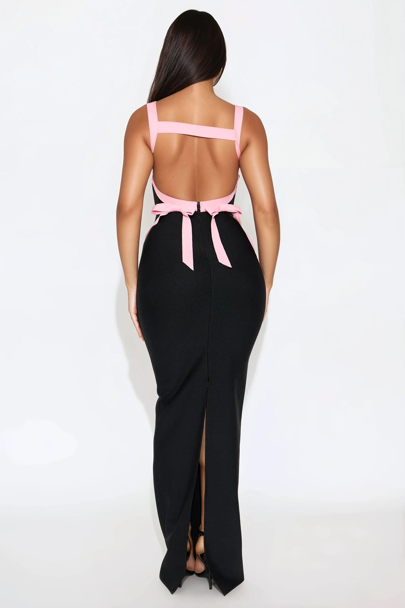 Wine And Dine Bandage Maxi Dress - Black/Pink - Image 3