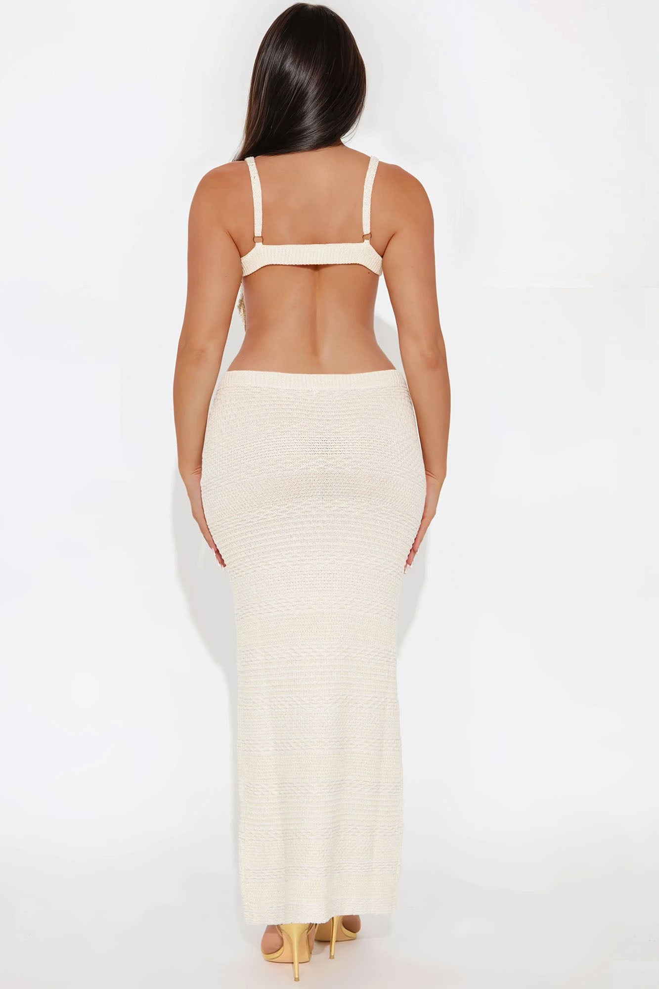 Ibiza Metallic Crochet Maxi Dress - Cream - Image 3