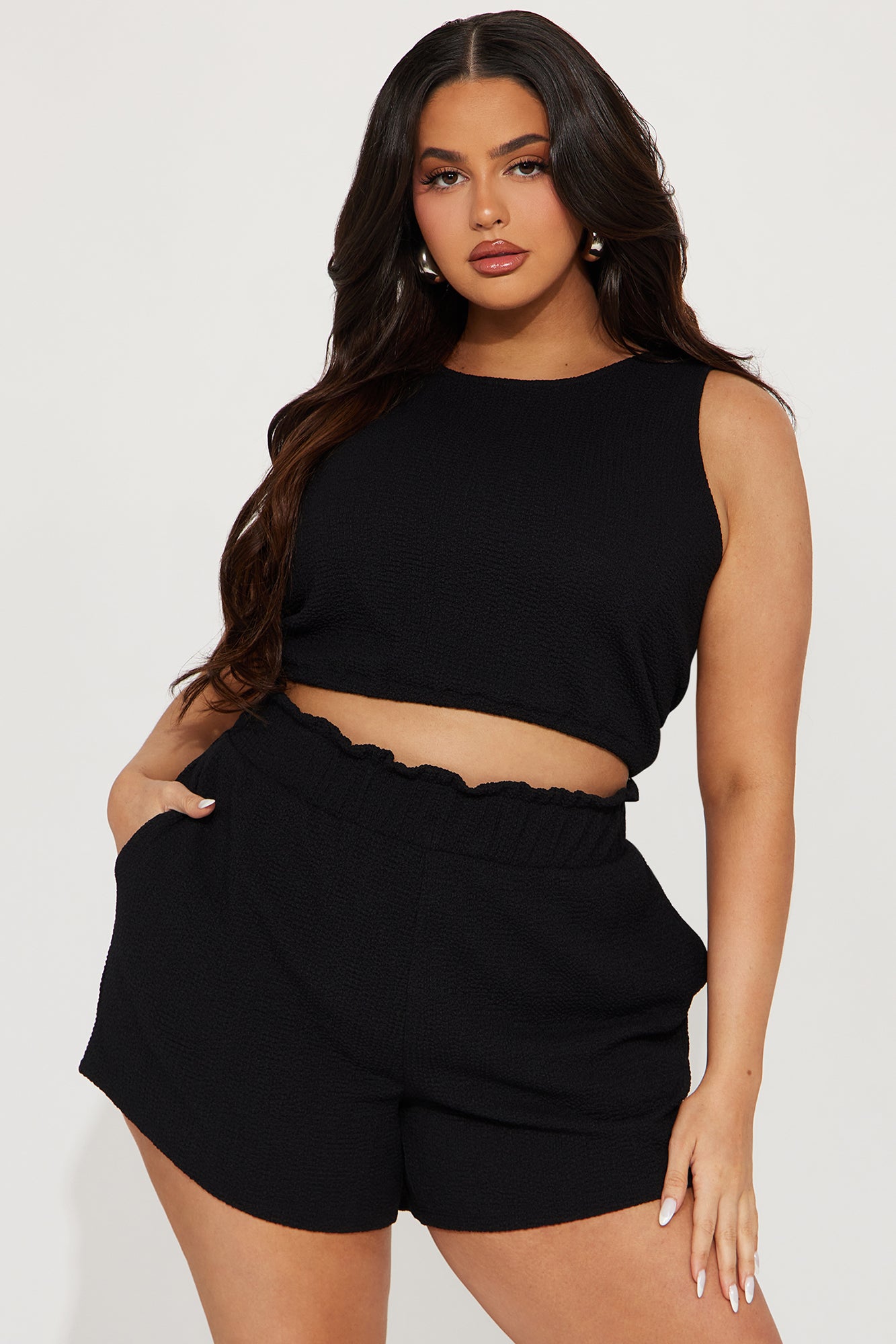 Viana Textured Short Set - Black - Image 5