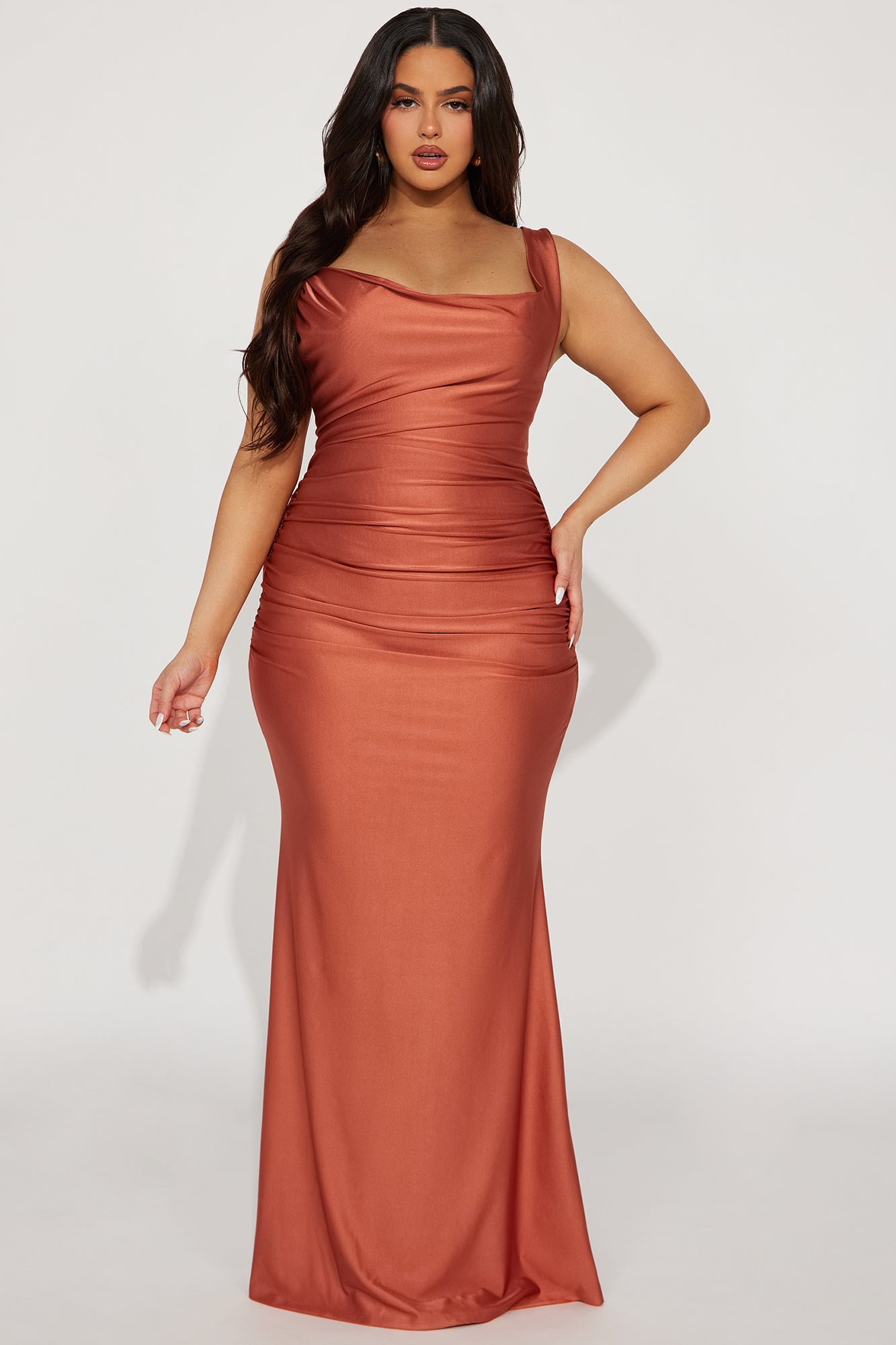 Michelle Draped Back Gown - Marsala - Image 4