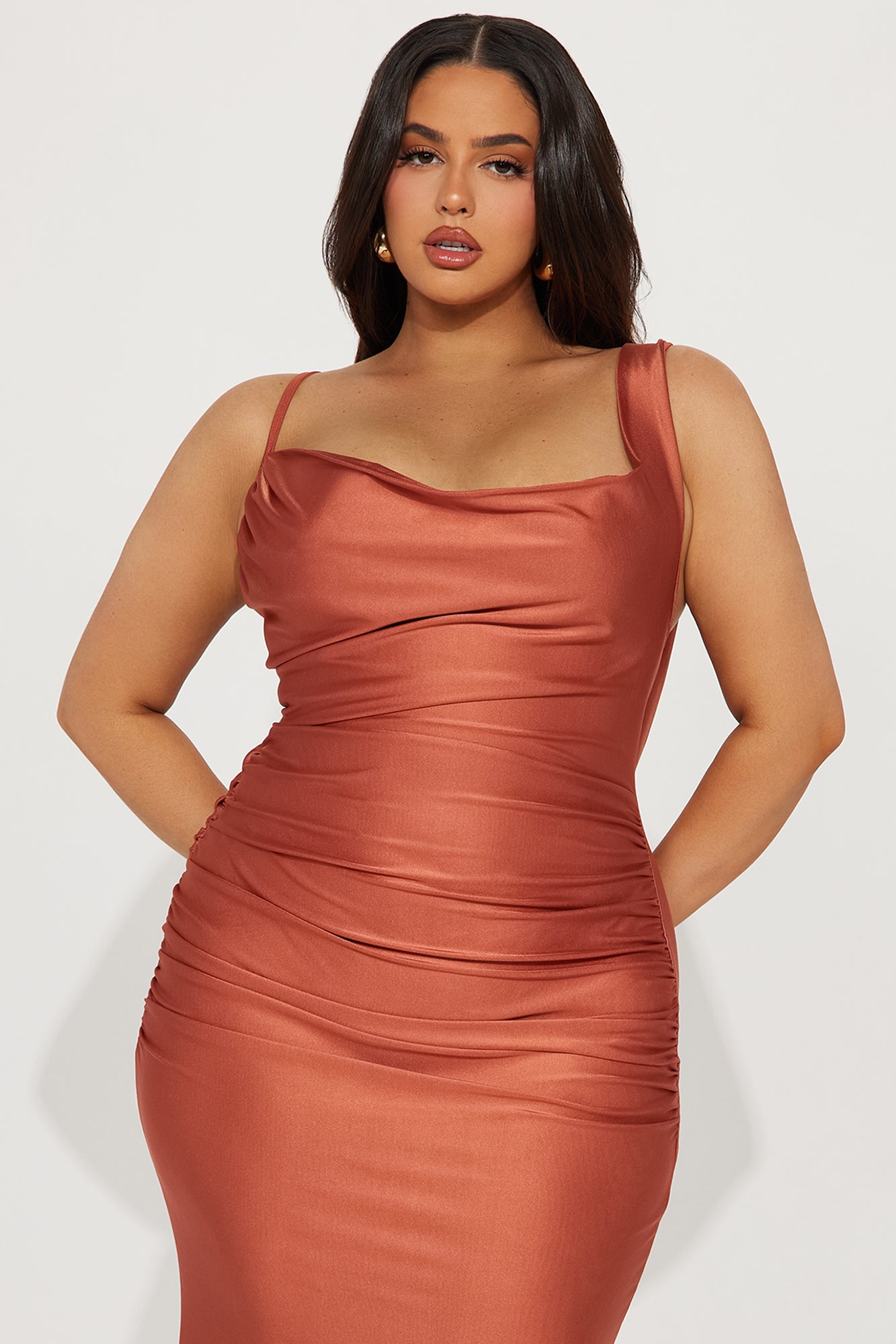 Michelle Draped Back Gown - Marsala - Image 5