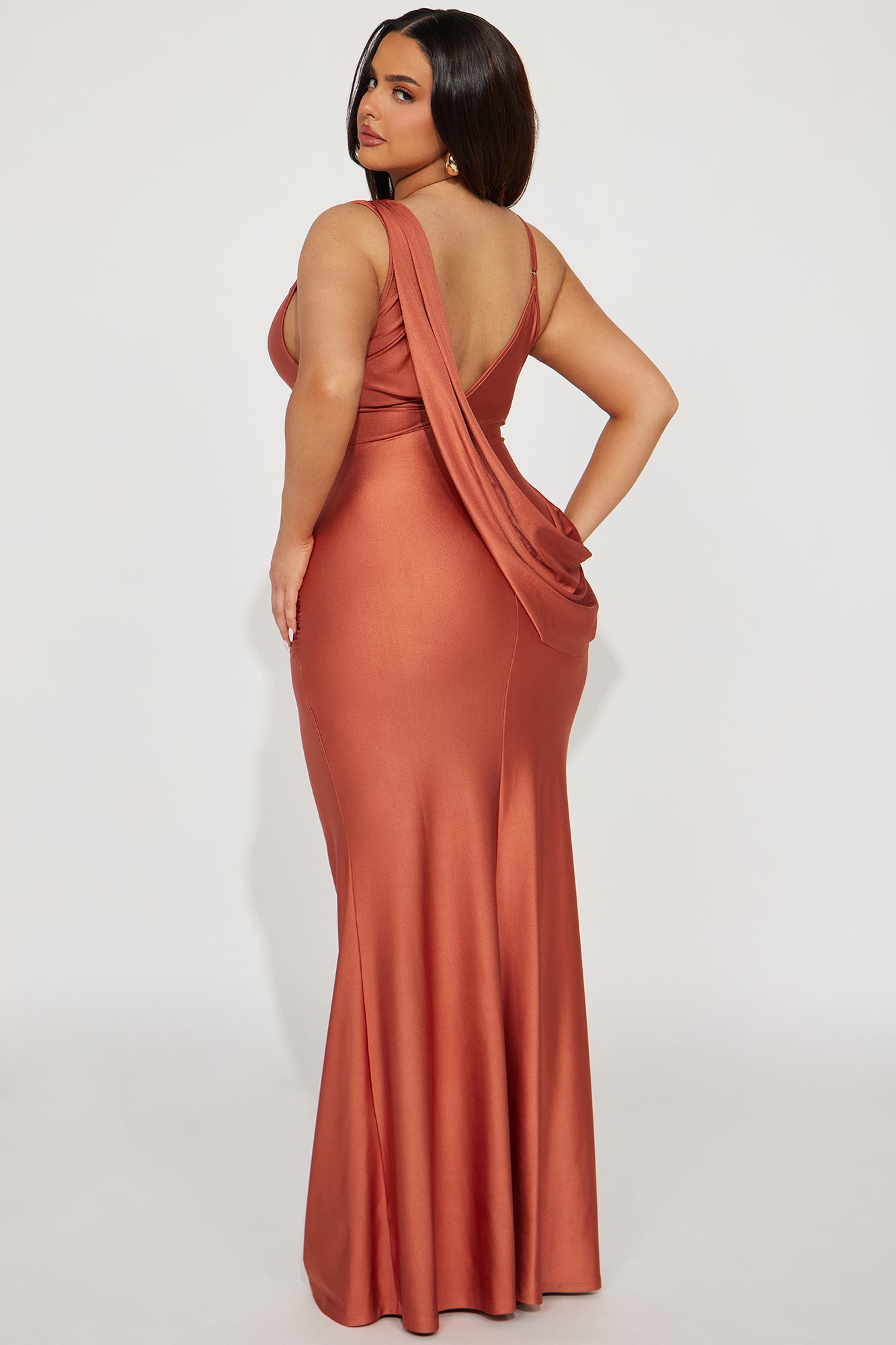 Michelle Draped Back Gown - Marsala - Image 6