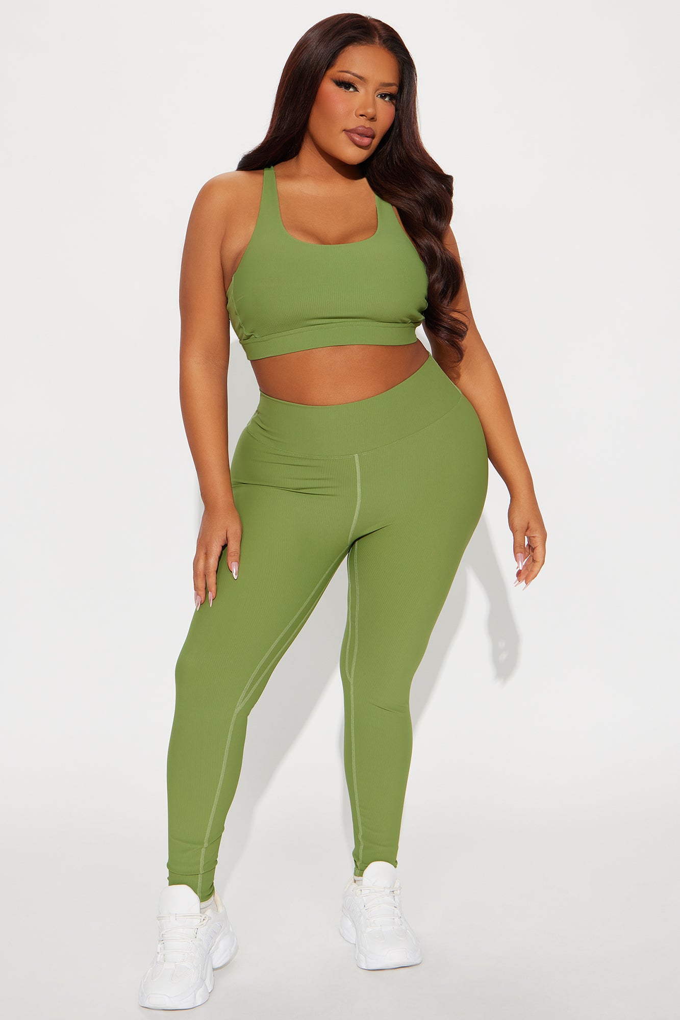 Pace It Ribbed Active Set - Olive - Image 4