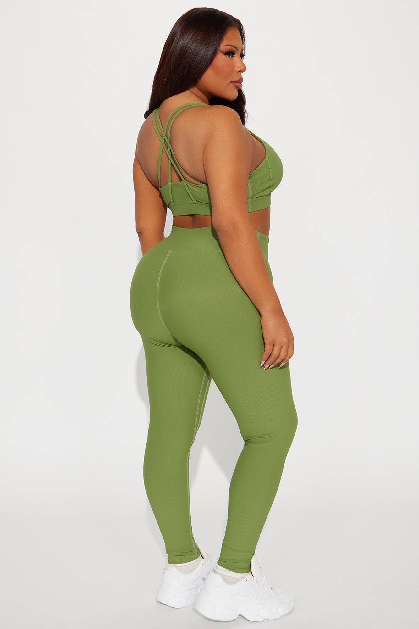 Pace It Ribbed Active Set - Olive - Image 6