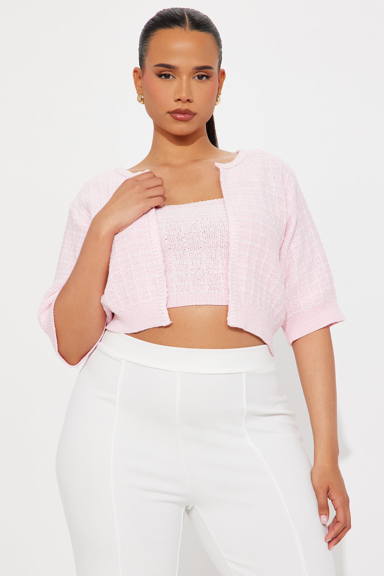 Spring Time Walk 2 Piece Cardigan - Pink - Image 4