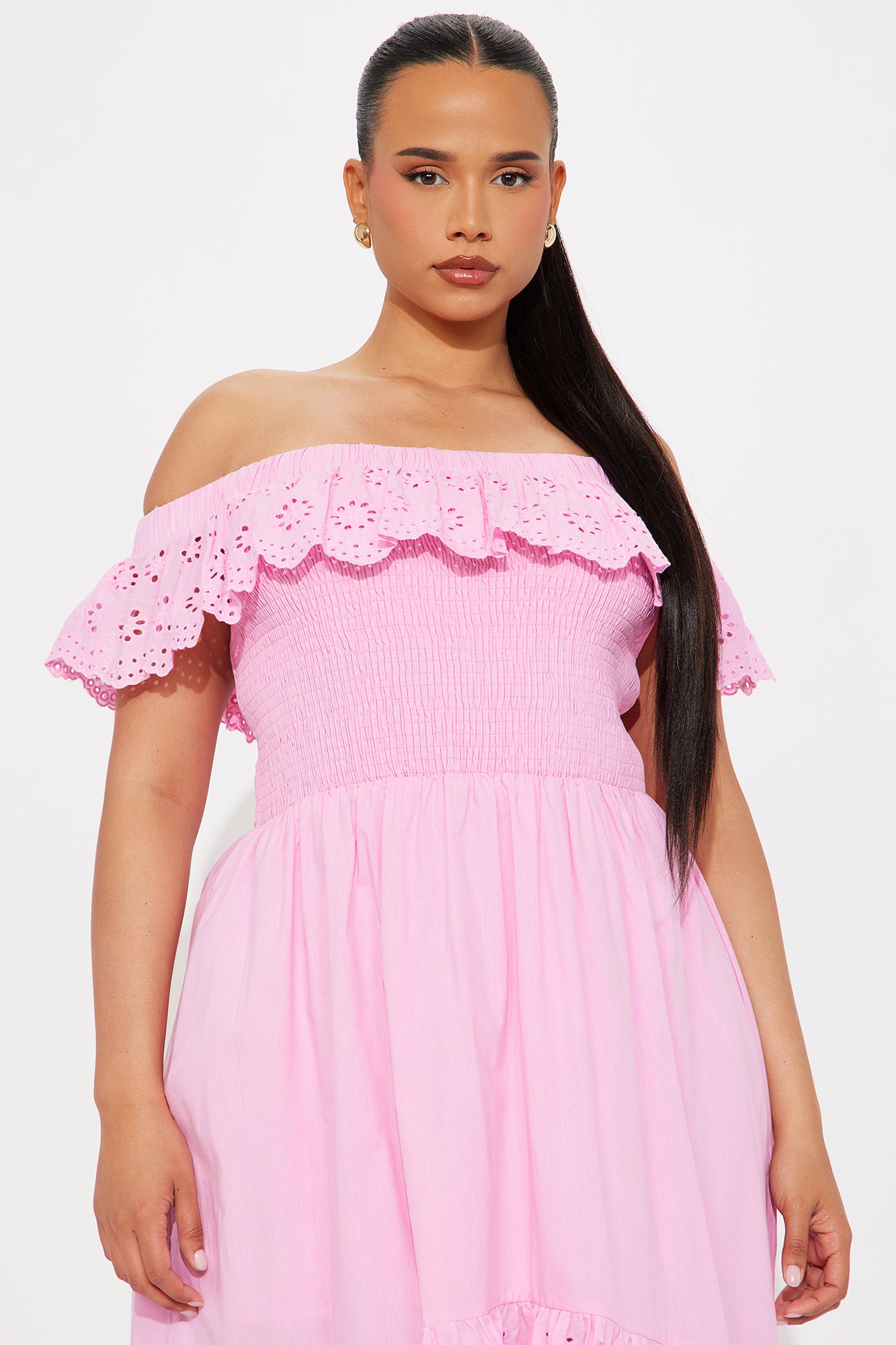 Vanessa Off Shoulder Midi Dress - Pink - Image 5