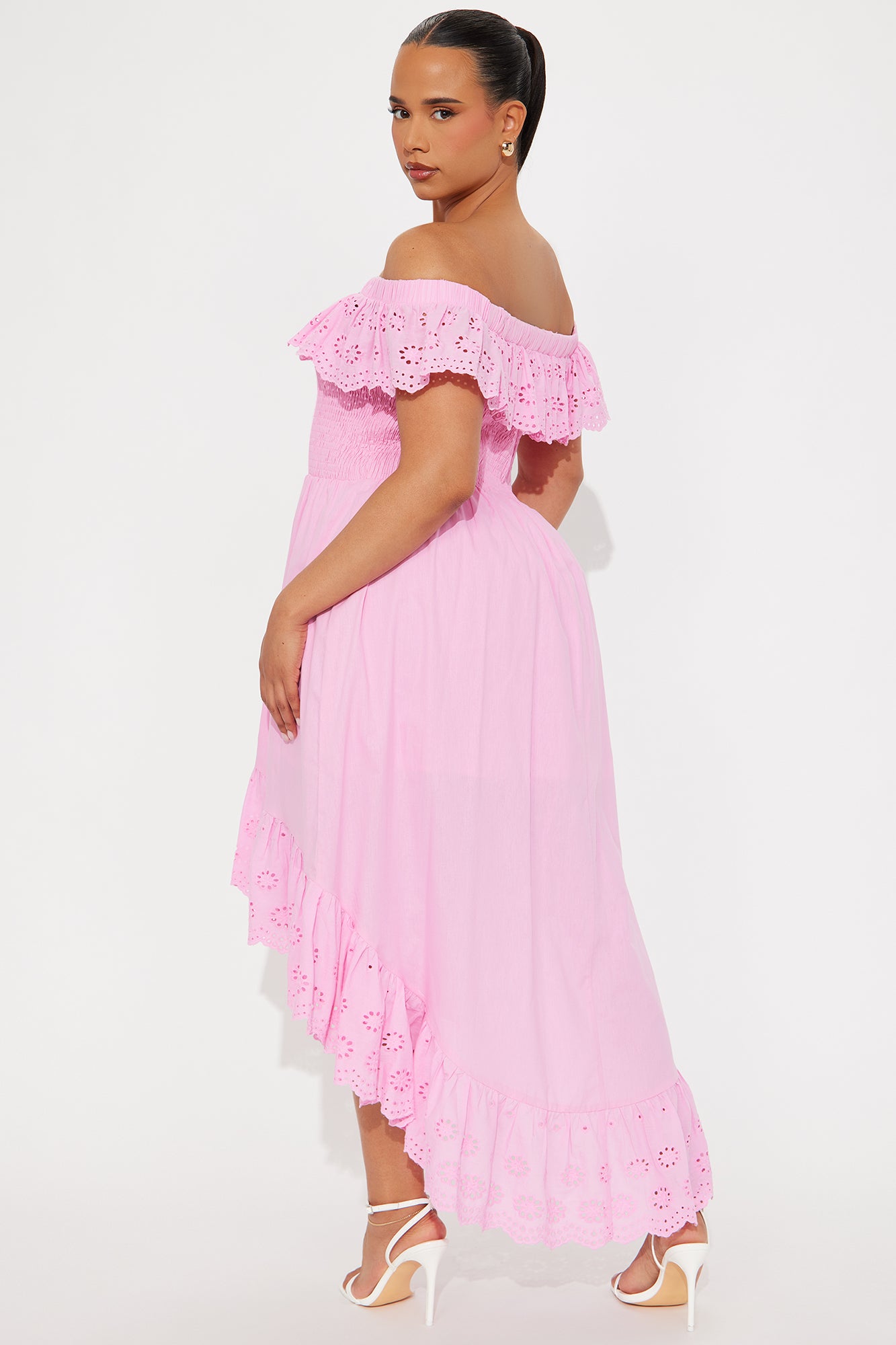 Vanessa Off Shoulder Midi Dress - Pink - Image 6