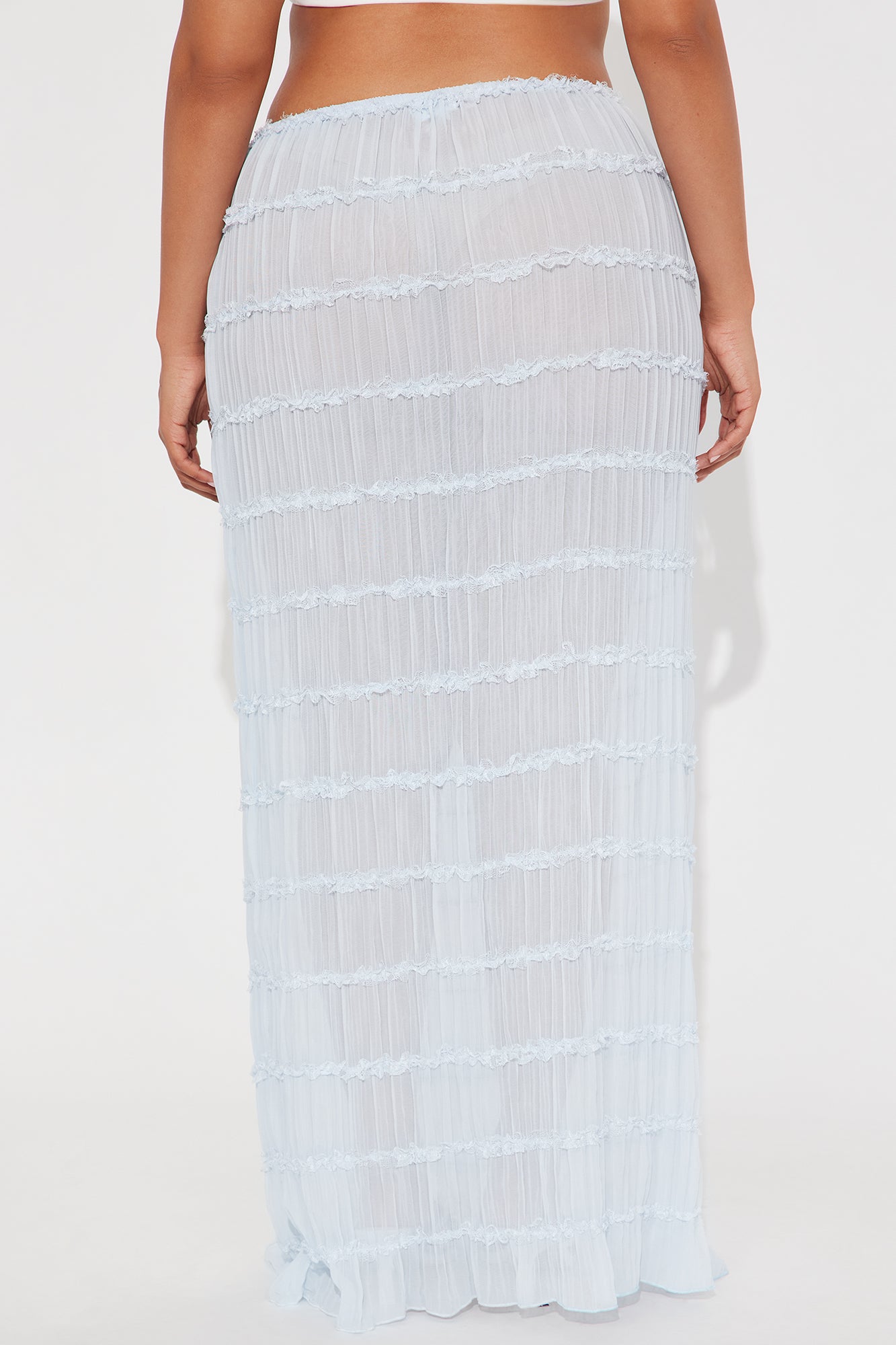 Delilah Tiered Sheer Maxi Skirt - Light Blue - Image 6