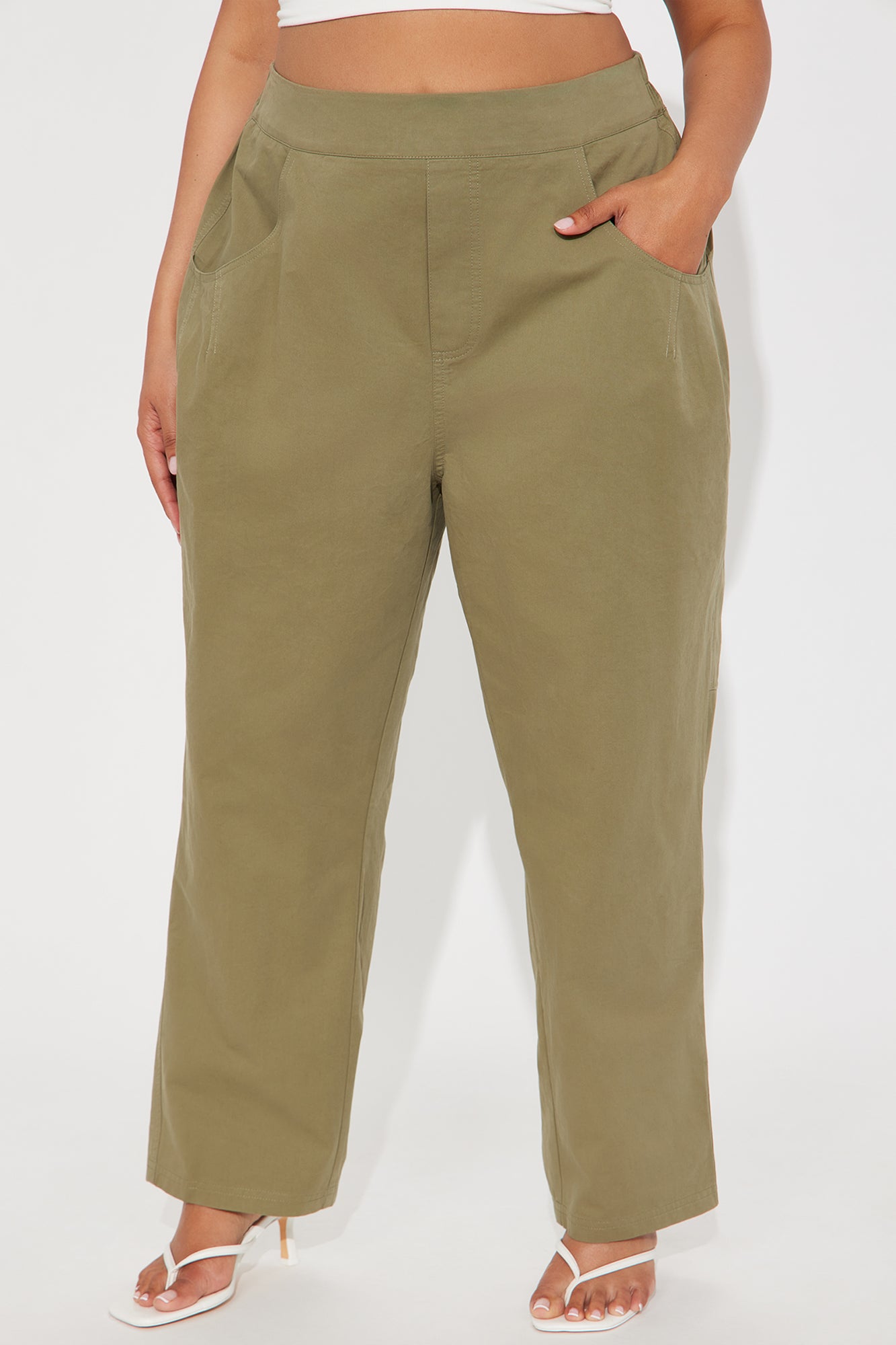 Alinea Barrel Twill Pant - Olive - Image 5