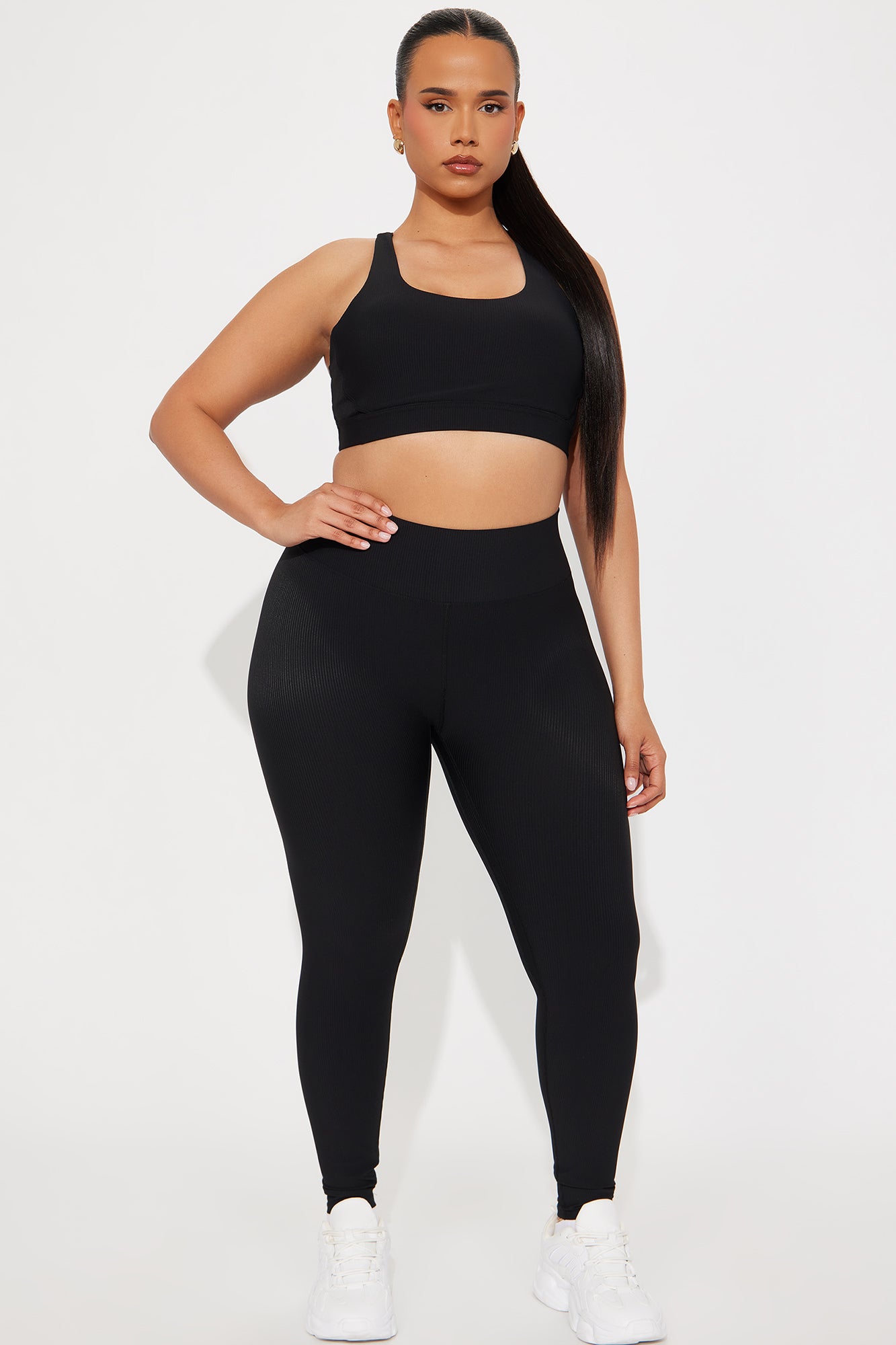 Pace It Ribbed Active Set - Black - Image 4
