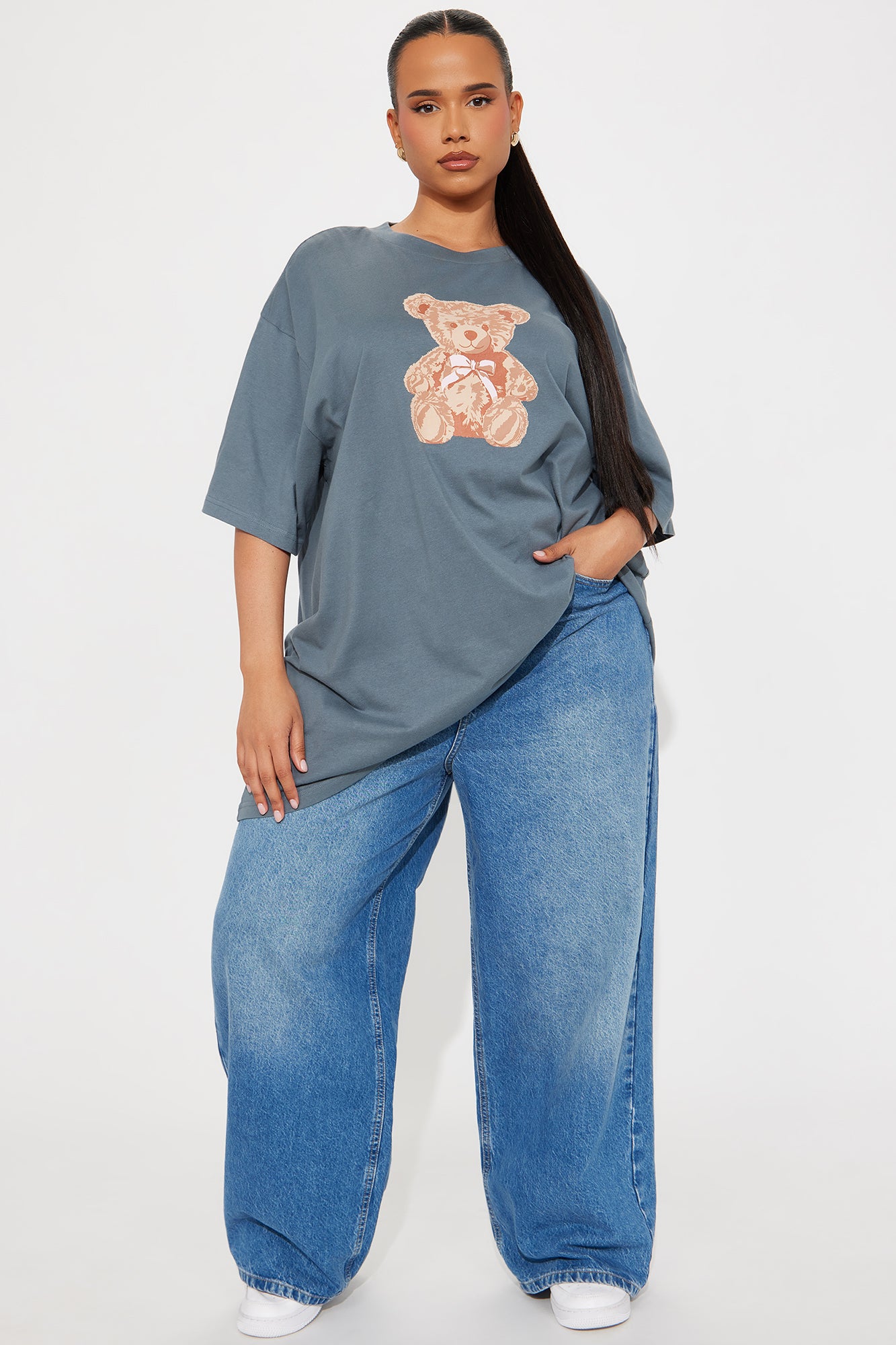 Bear Hug Oversized Tee - Charcoal - Image 5
