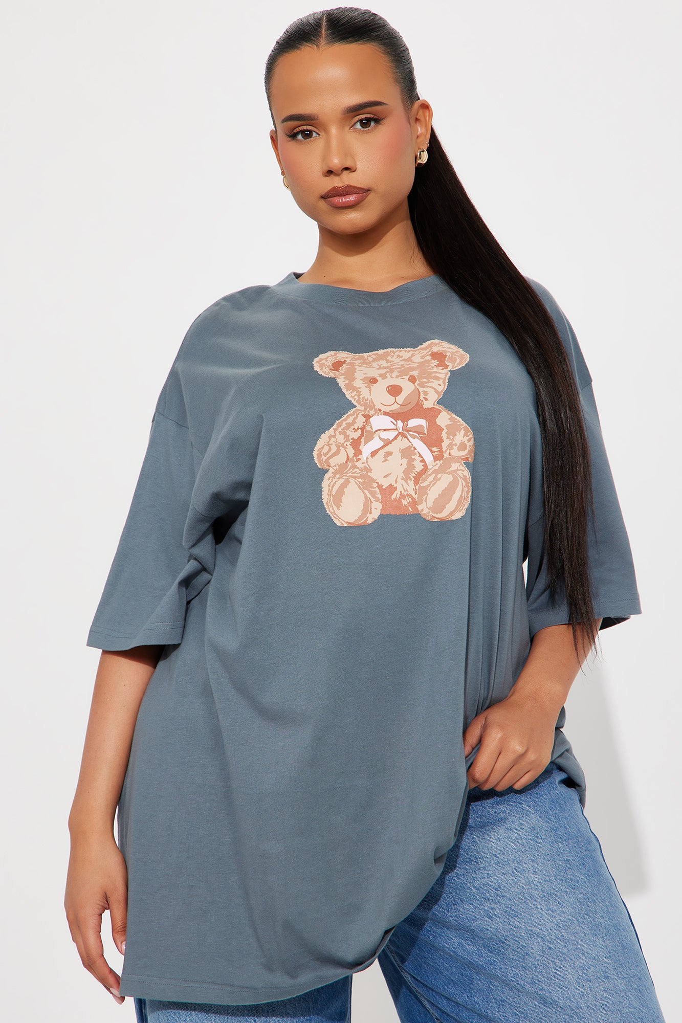 Bear Hug Oversized Tee - Charcoal - Image 4